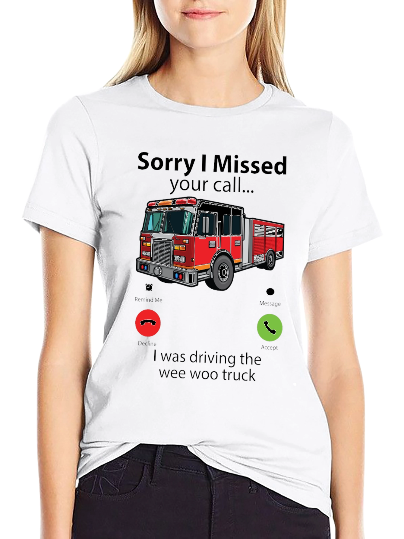 Fire Truck Missed Call Graphic T-Shirt