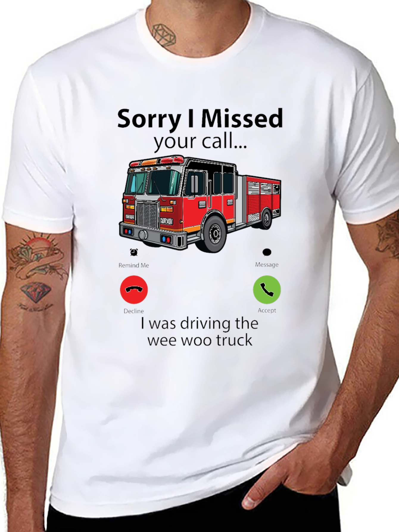 Fire Truck Missed Call Graphic T-Shirt