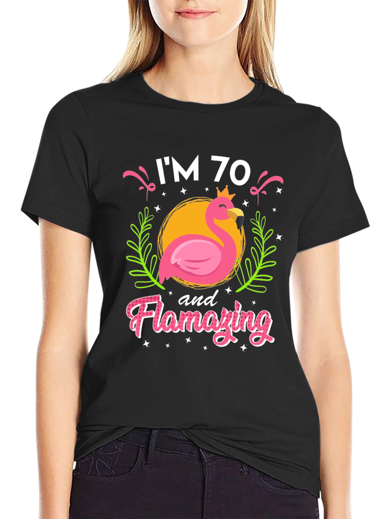Flamazing 70th Birthday T-Shirt - Flamingo Design