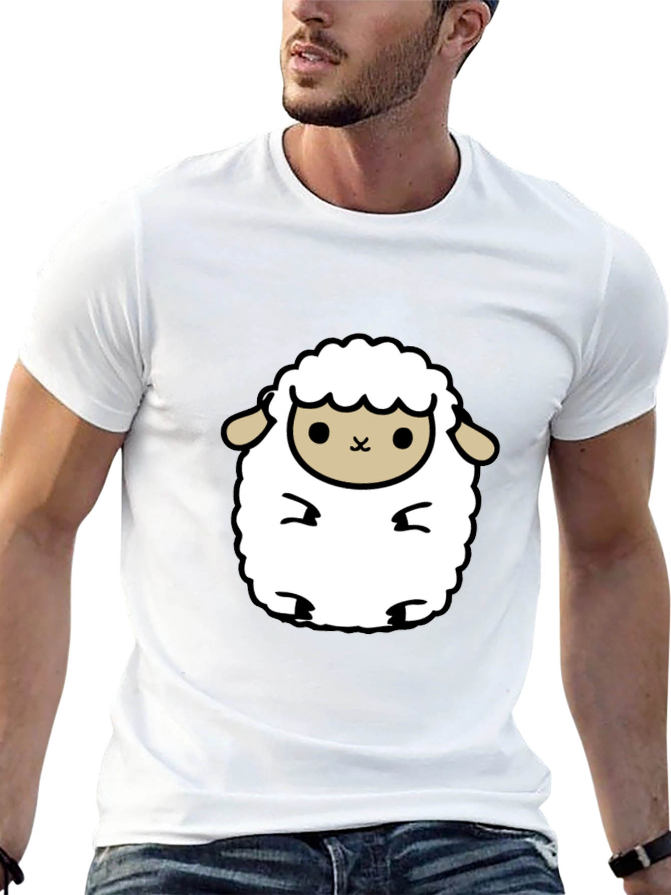 Cute Sheep Graphic Black T-Shirt