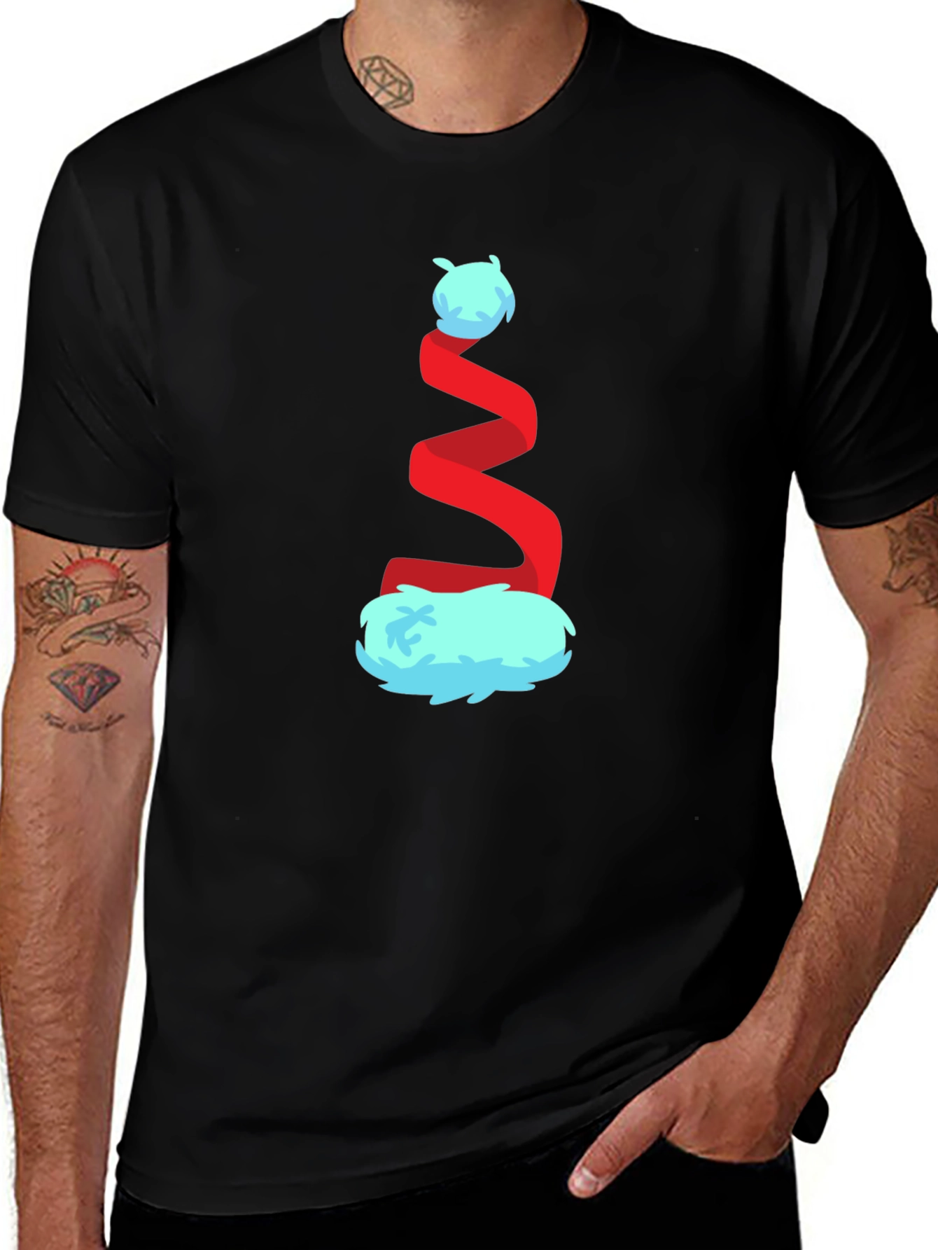 Whimsical Christmas Hat Graphic Tee - Festive Holiday Style