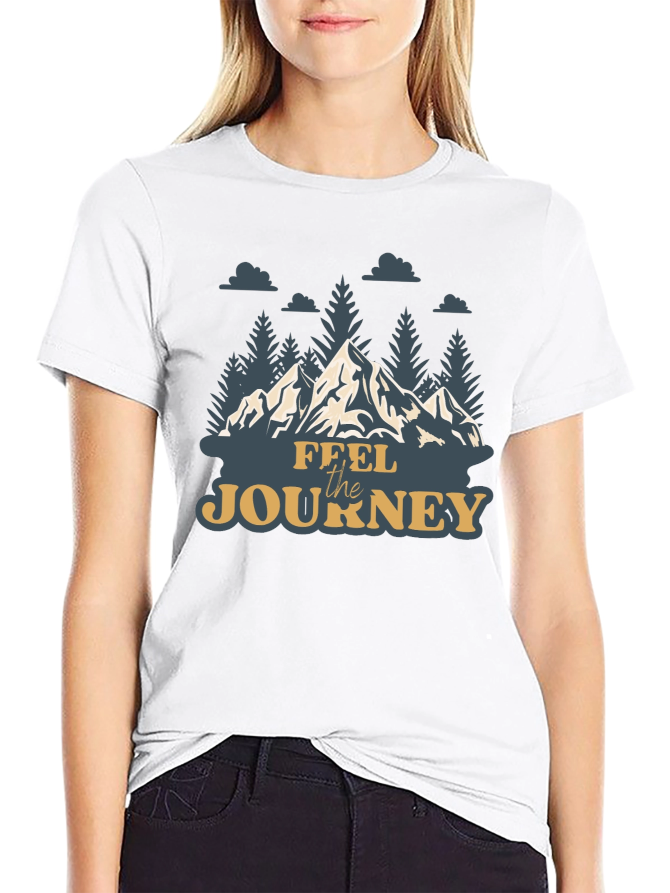Feel the Journey Mountain Graphic Tee - Black