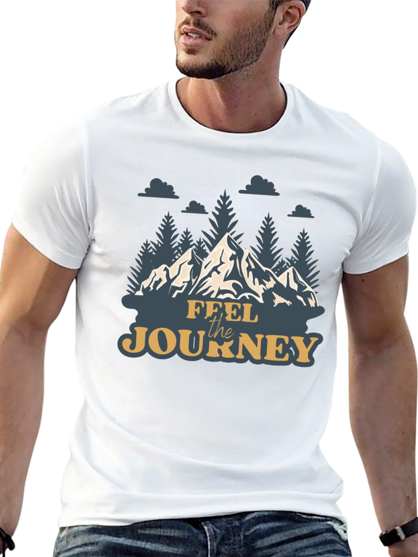 Feel the Journey Mountain Graphic Tee - Black