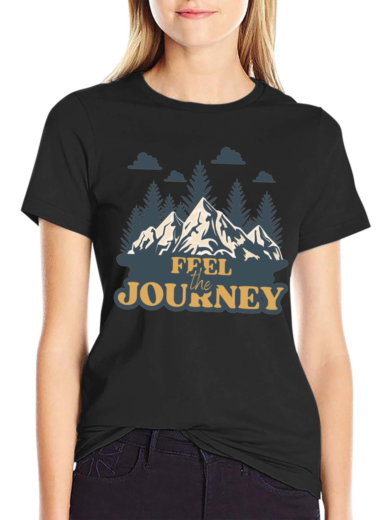 Feel the Journey Mountain Graphic Tee - Black