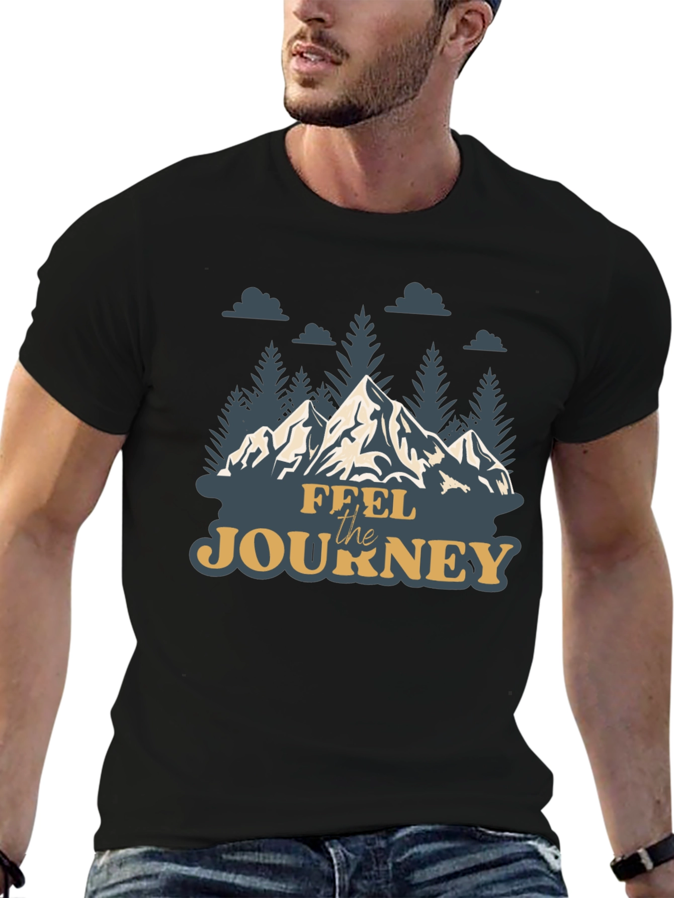 Feel the Journey Mountain Graphic Tee - Black
