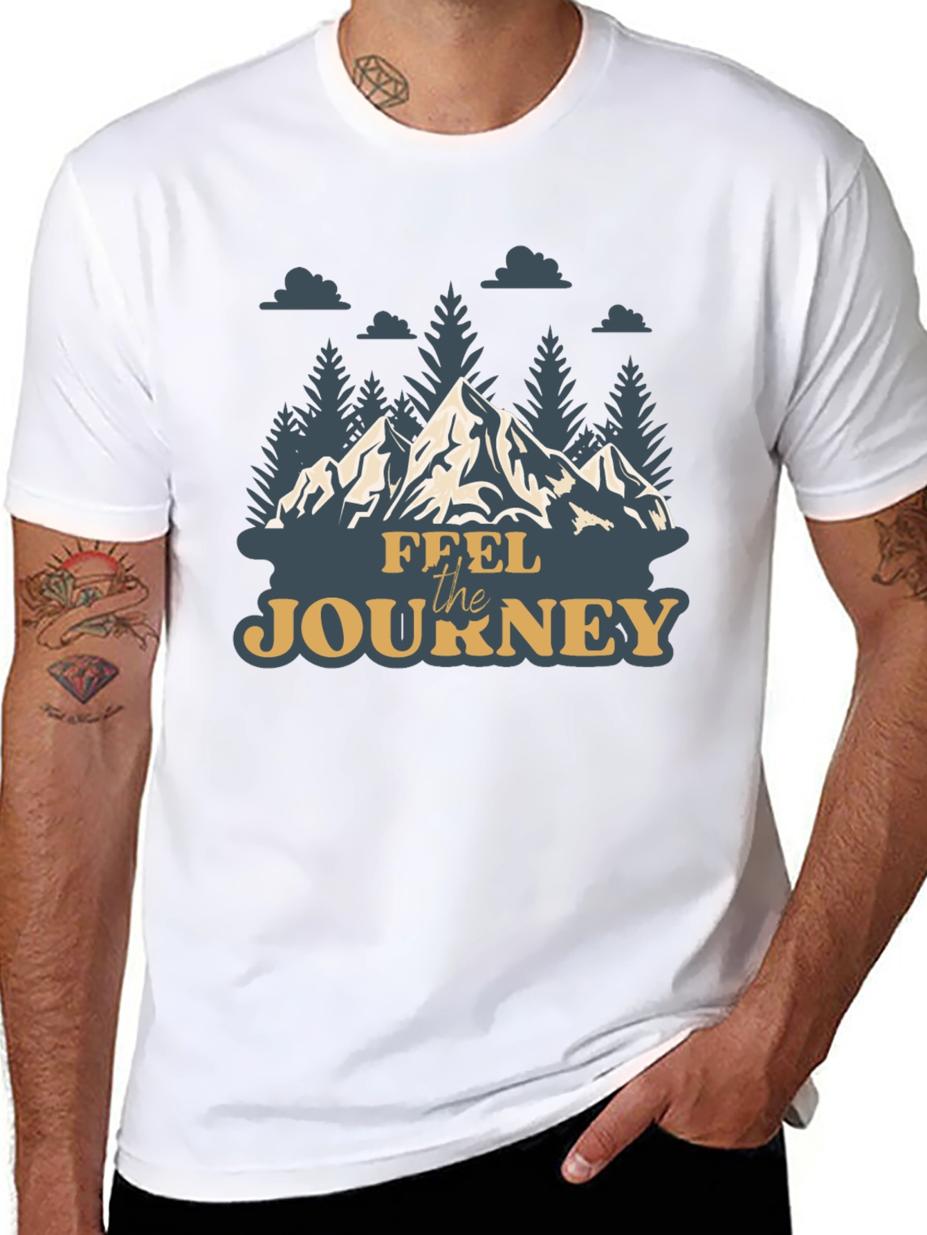 Feel the Journey Mountain Graphic Tee - Black