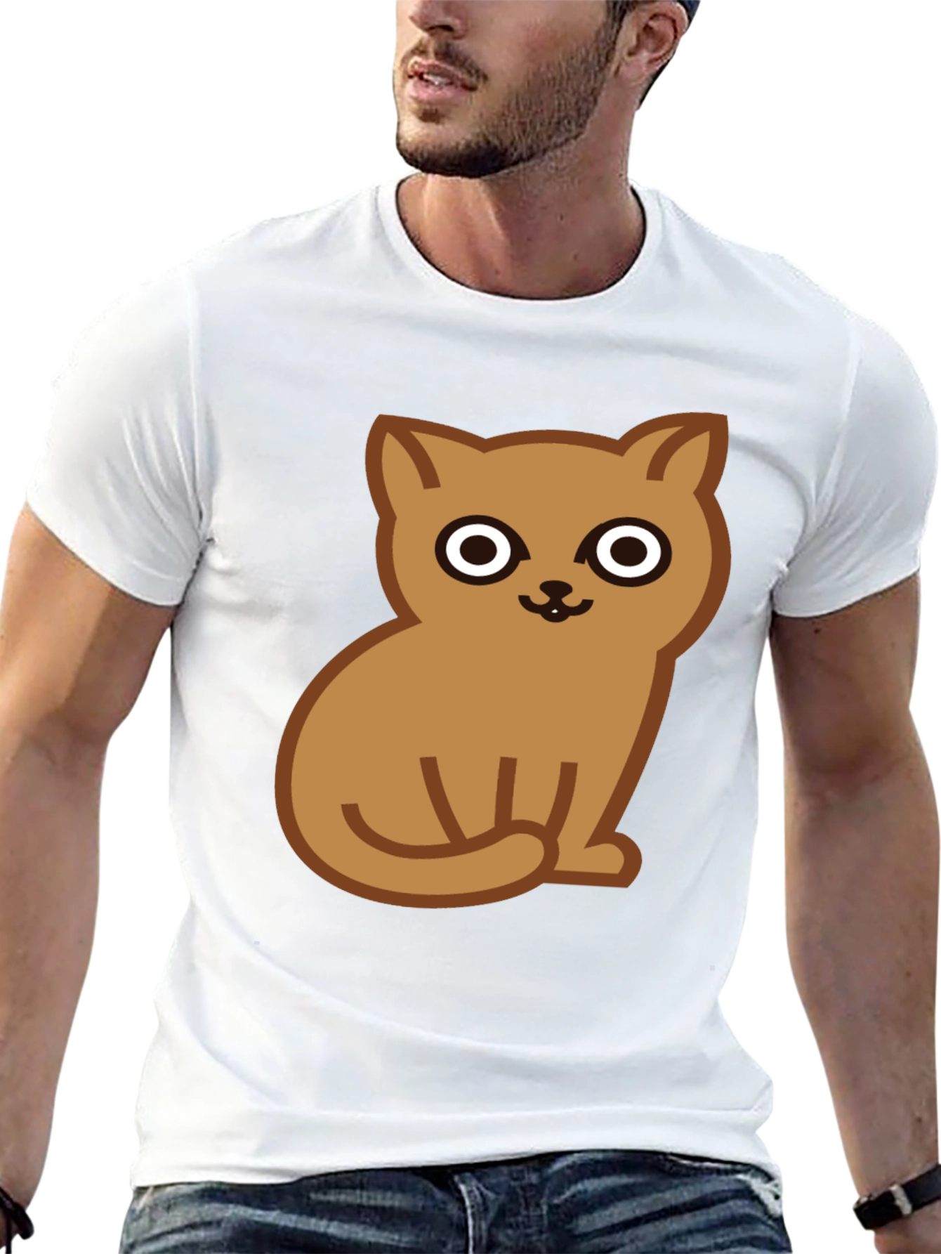 Cute Cat Graphic Tee - Soft Cotton Black T-Shirt