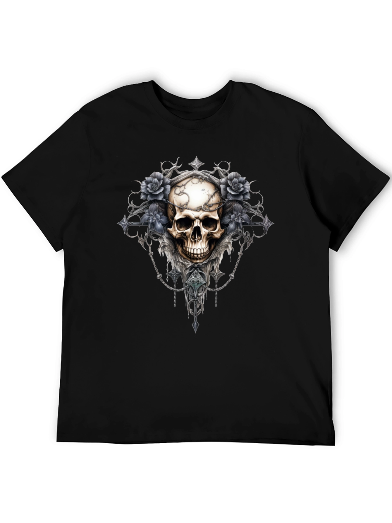 Skull & Roses Graphic Tee - Gothic Style