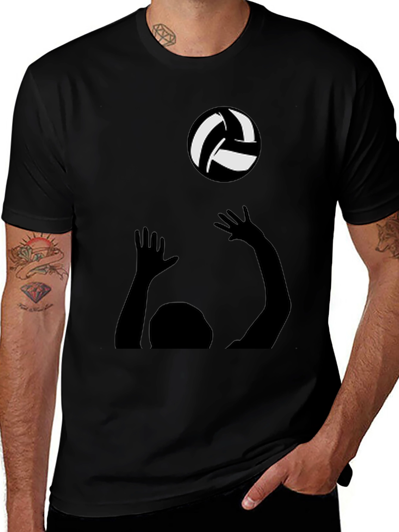 Volleyball Player Graphic Tee - Black Cotton Shirt