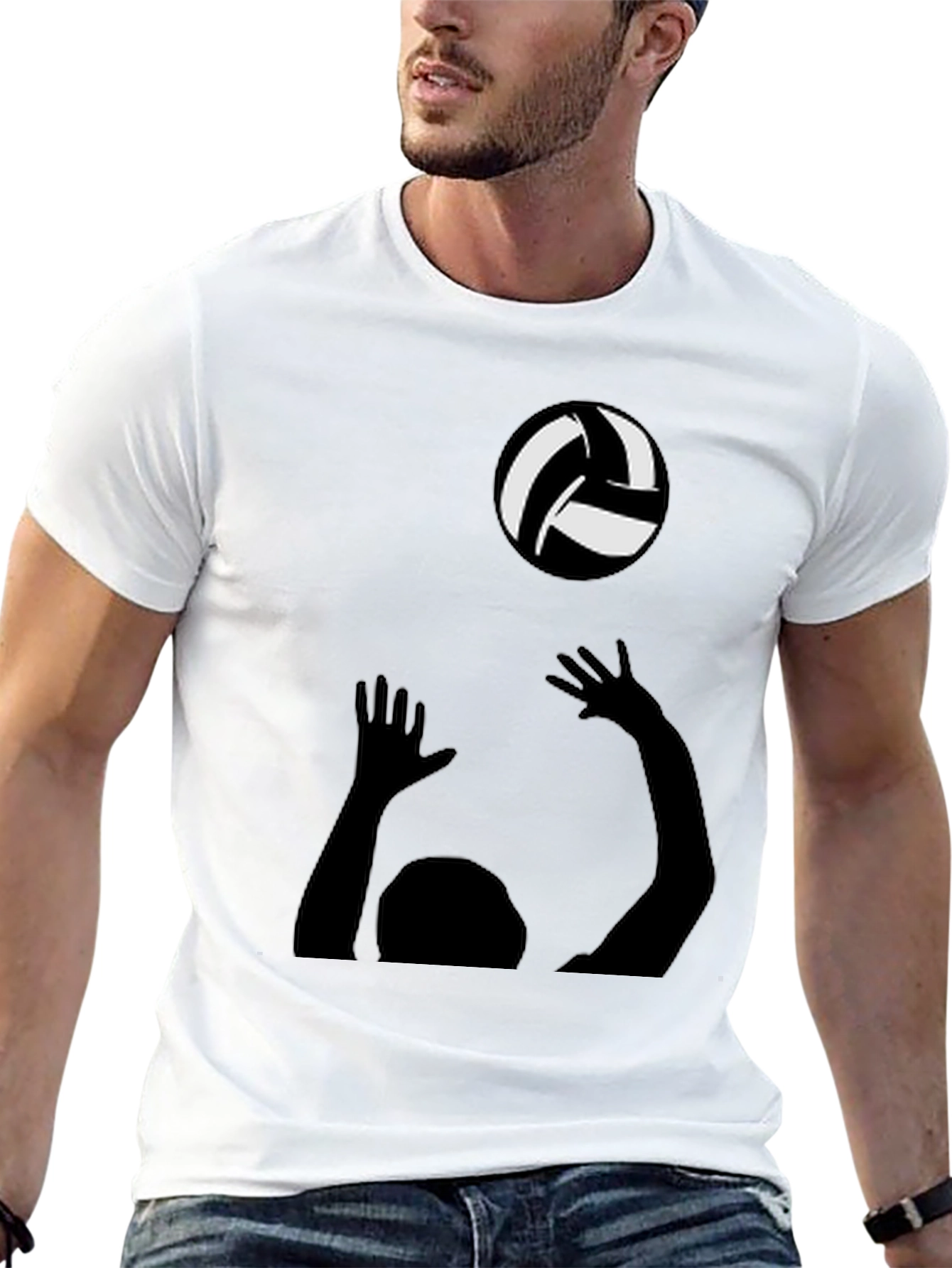 Volleyball Player Graphic Tee - Black Cotton Shirt