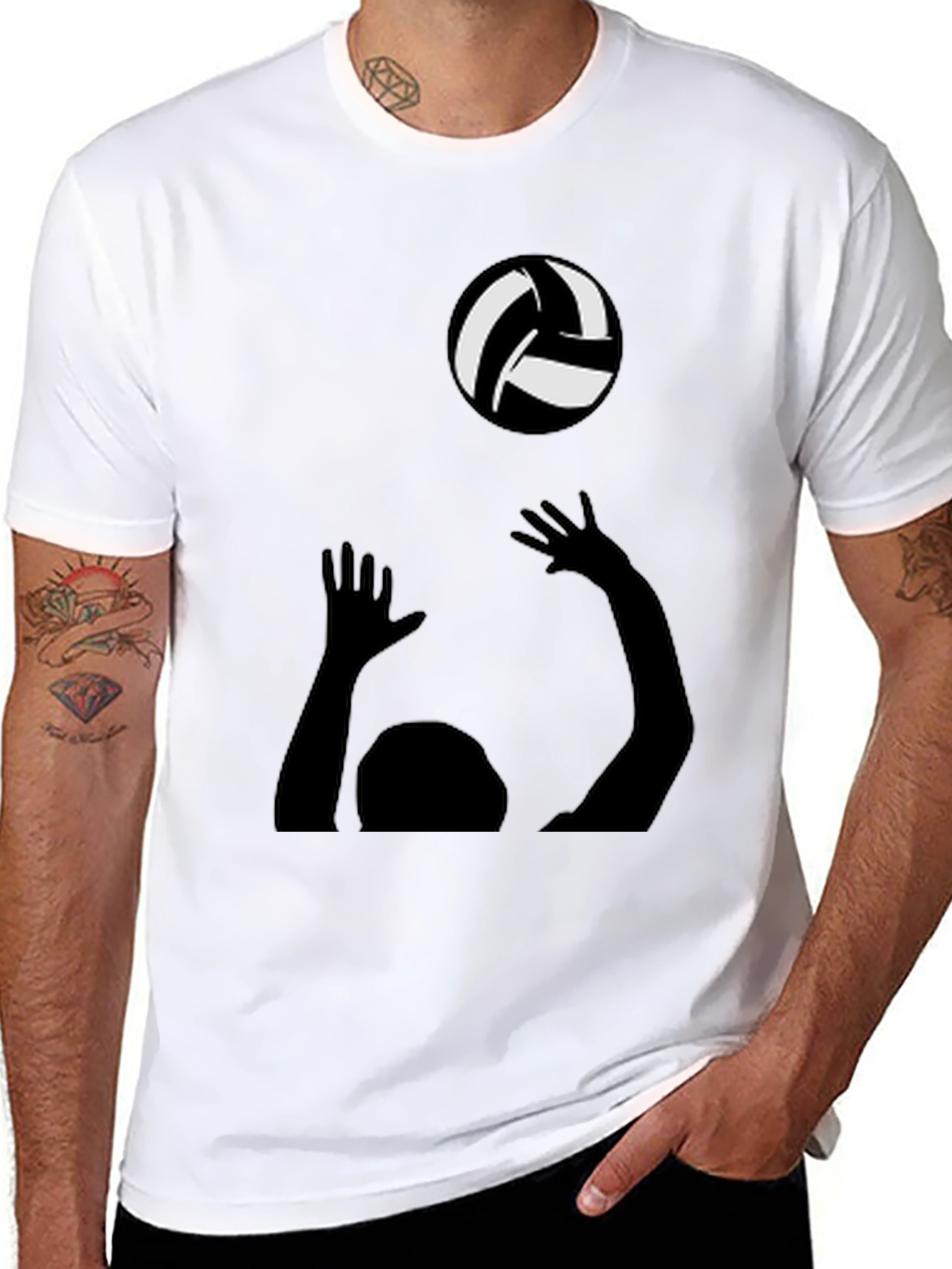 Volleyball Player Graphic Tee - Black Cotton Shirt