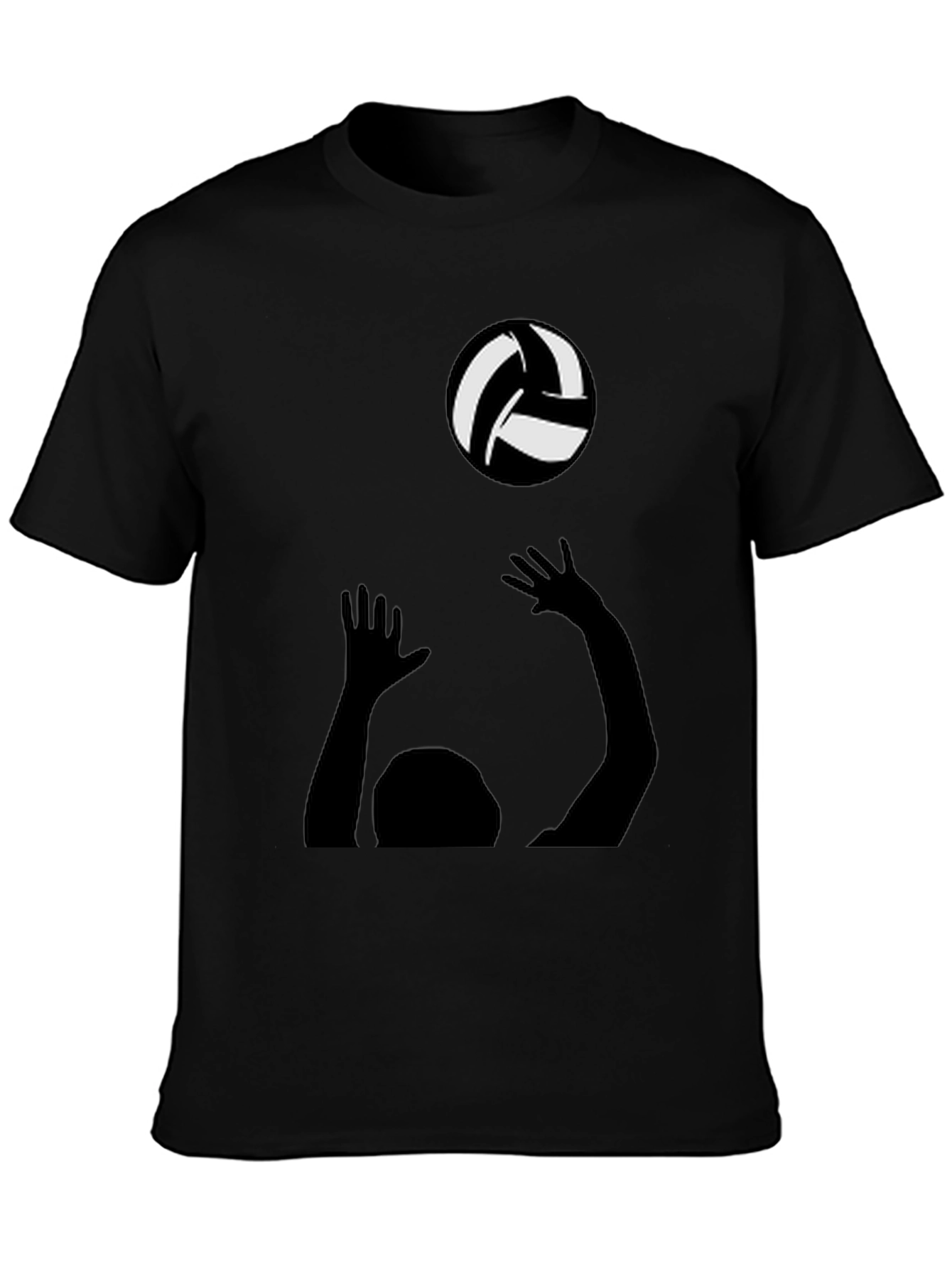 Volleyball Player Graphic Tee - Black Cotton Shirt