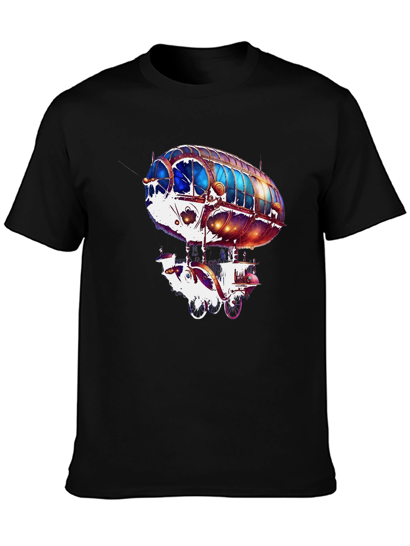 Steampunk Airship Graphic Tee - Black