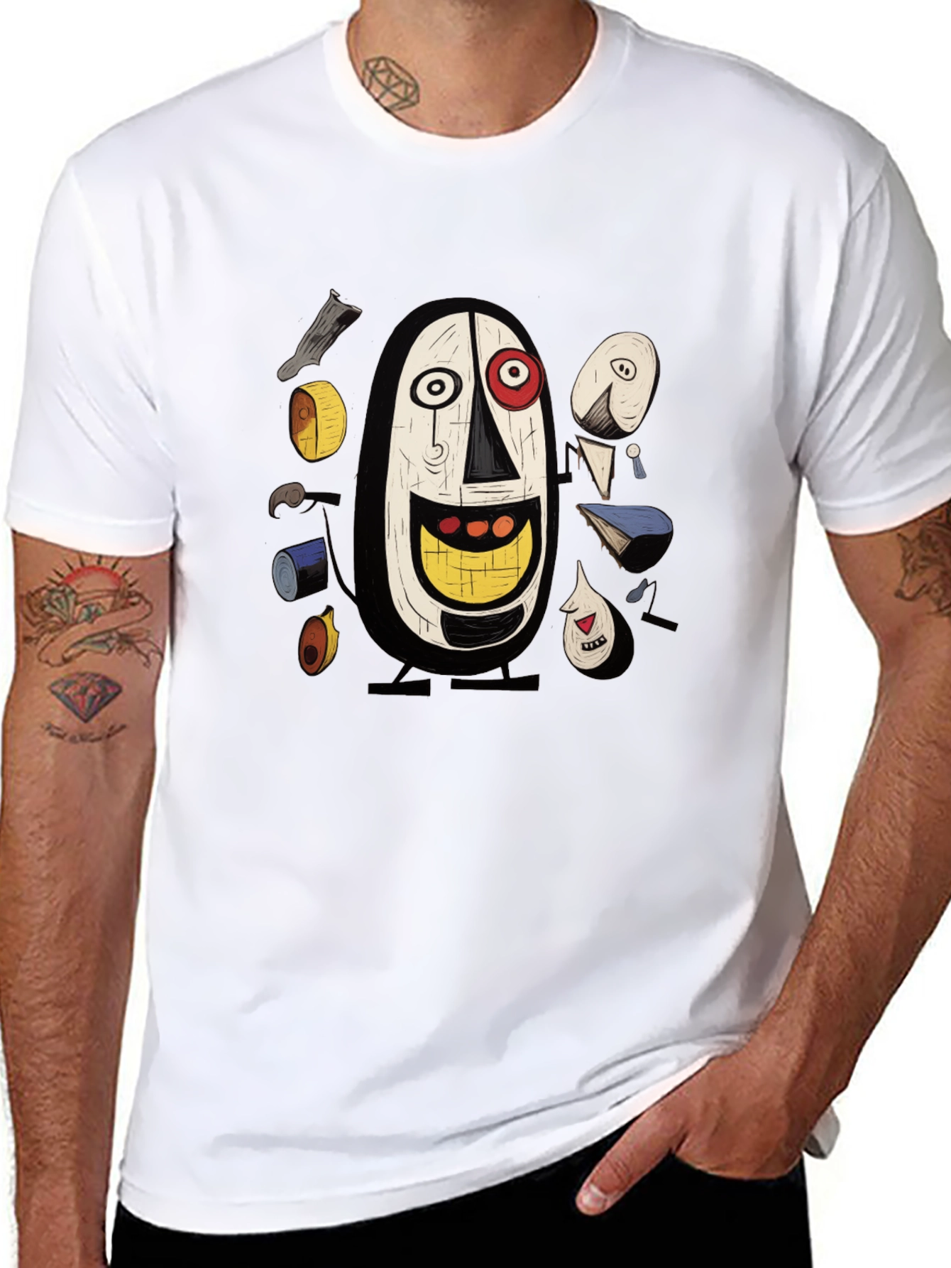 Abstract Art Graphic Tee - Black Cotton T-Shirt