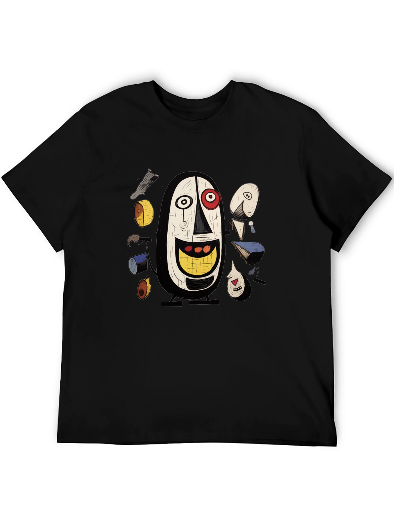 Abstract Art Graphic Tee - Black Cotton T-Shirt