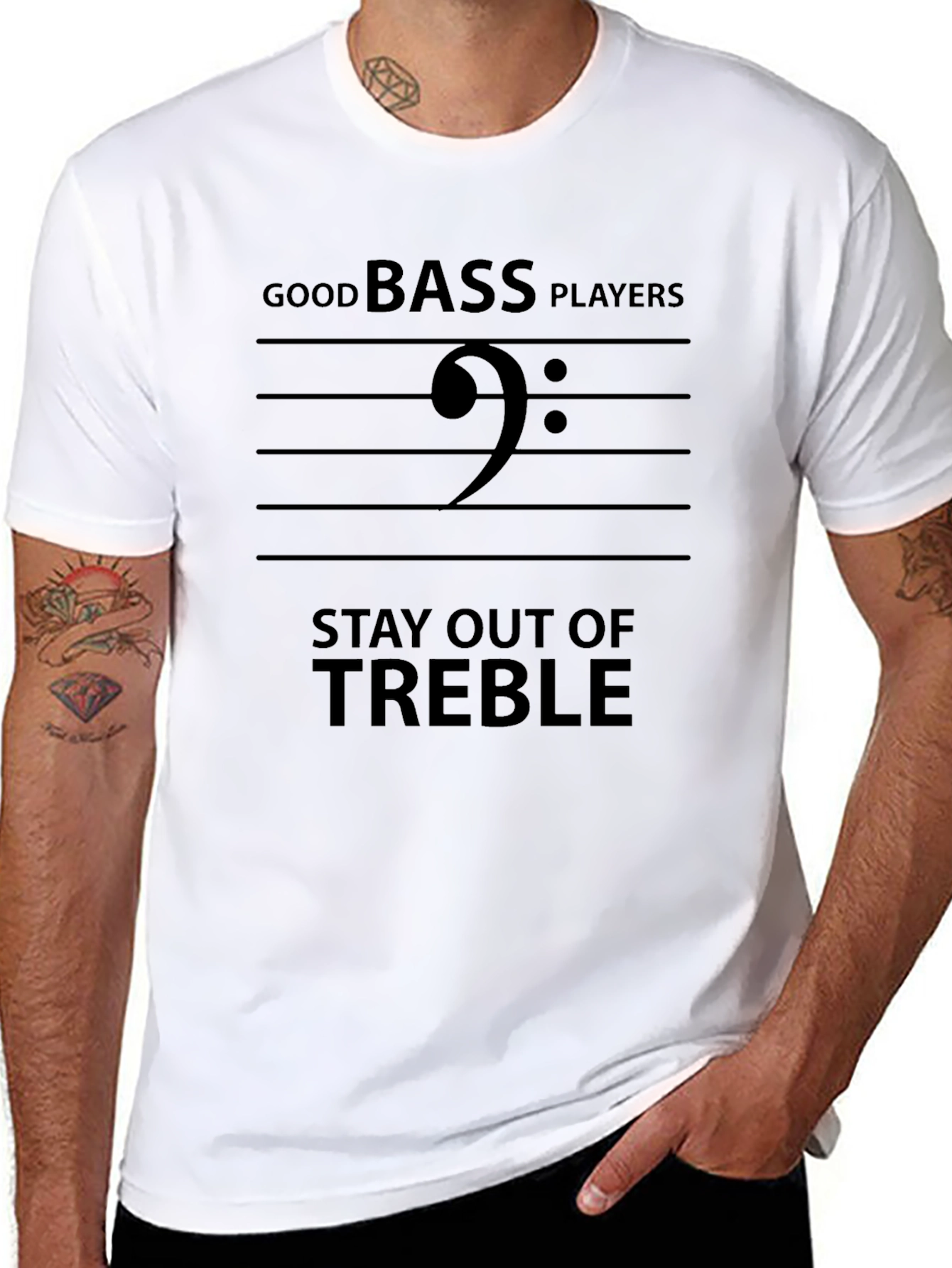 Good Bass Players Stay Out of Treble Black T-Shirt