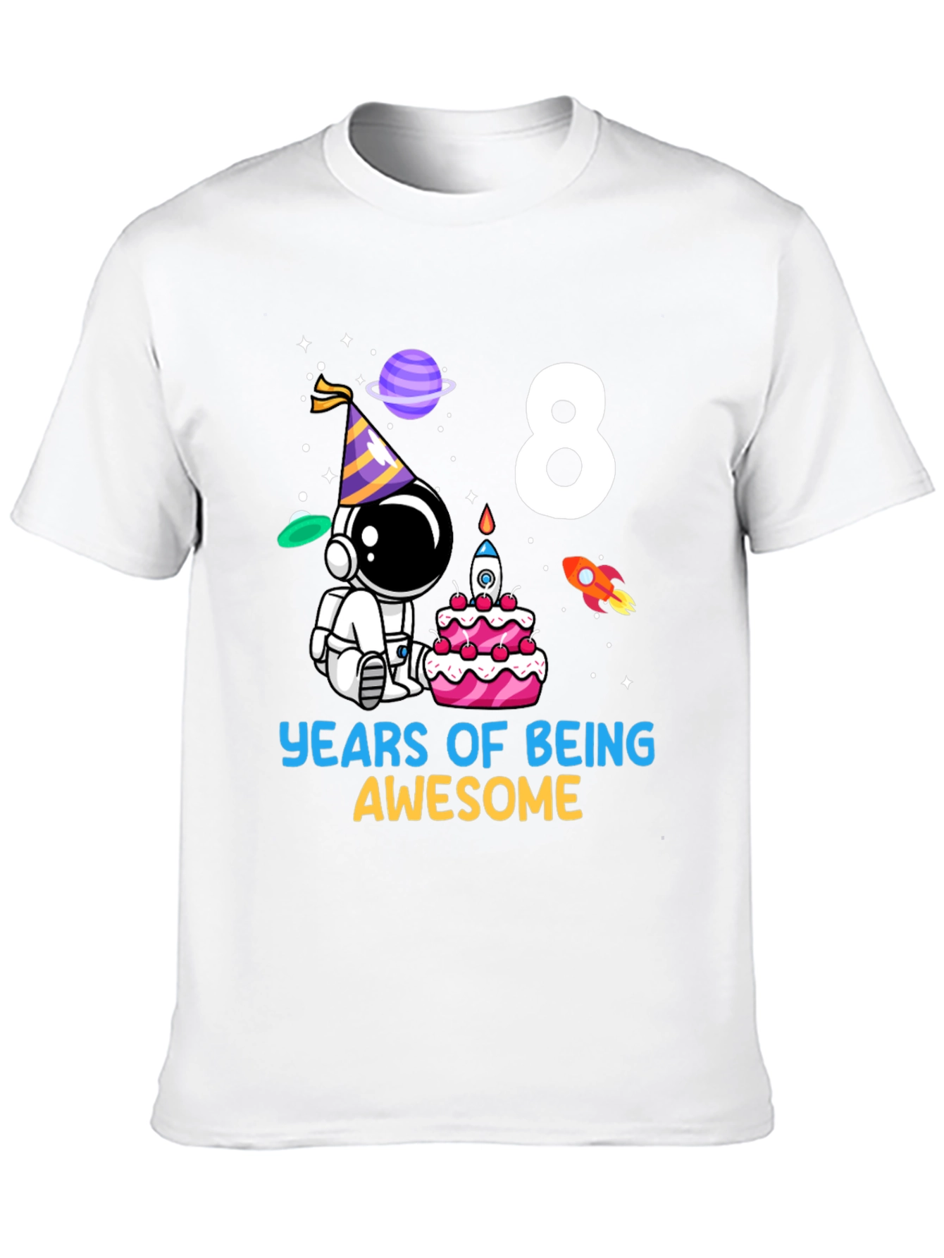 8th Birthday Astronaut Kids T-Shirt
