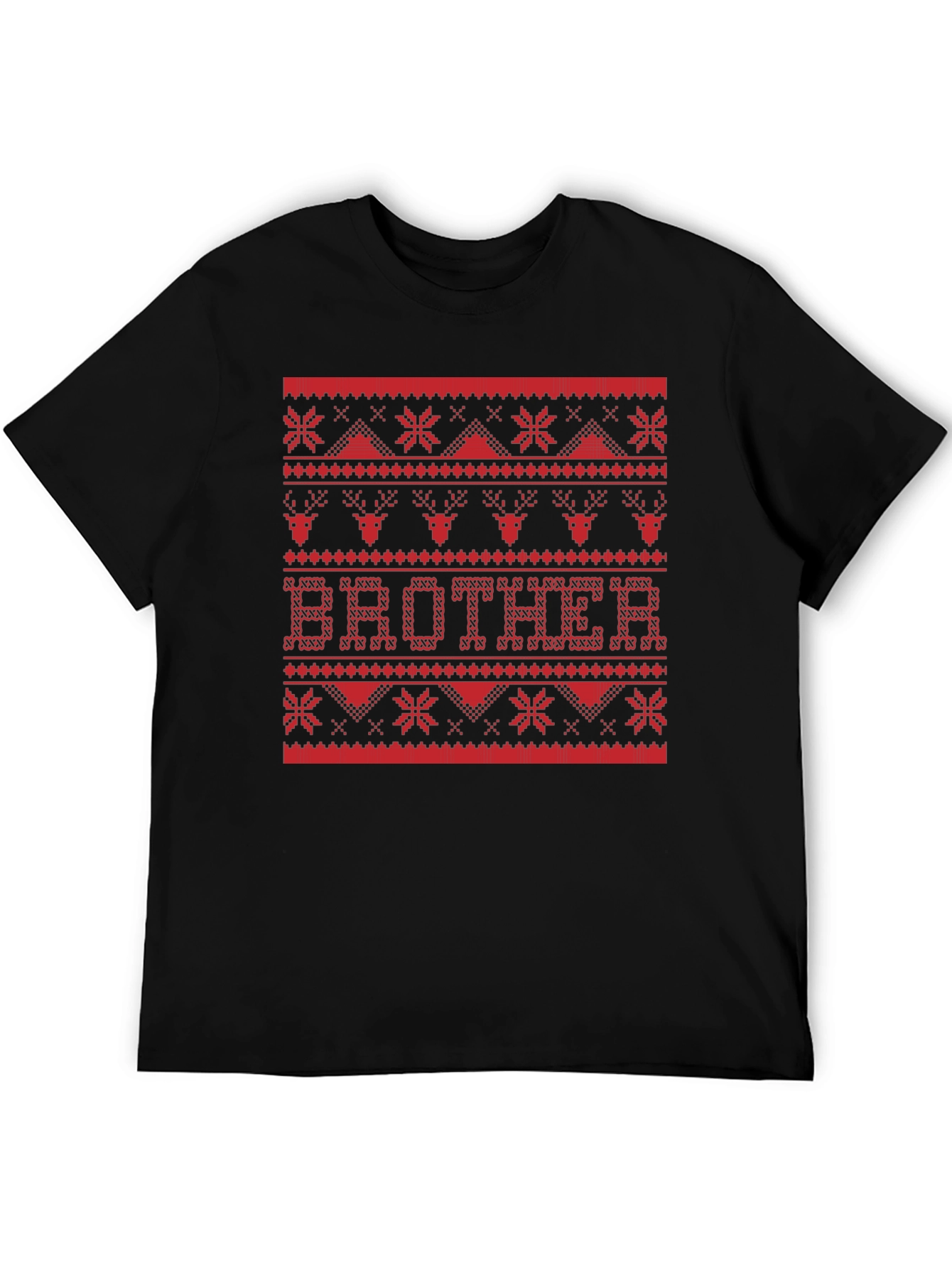 Brother Ugly Christmas Sweater Style Graphic T-Shirt