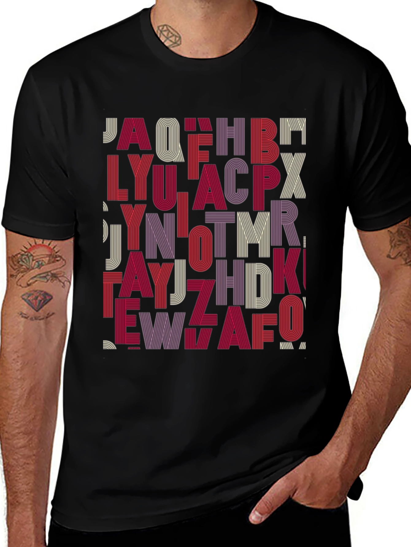 Alphabet Design Tee - Stylish Graphic Print Shirt
