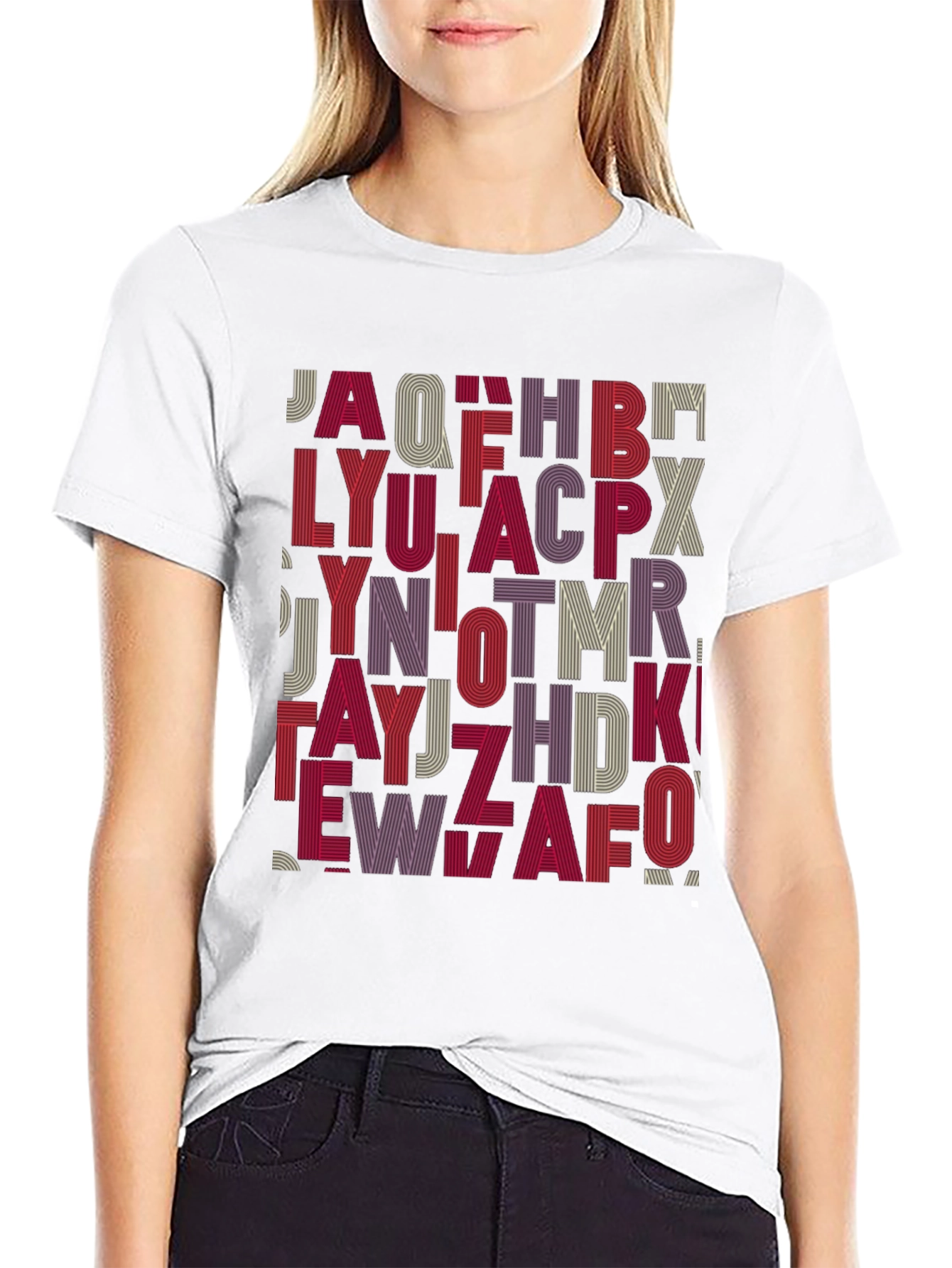 Alphabet Design Tee - Stylish Graphic Print Shirt