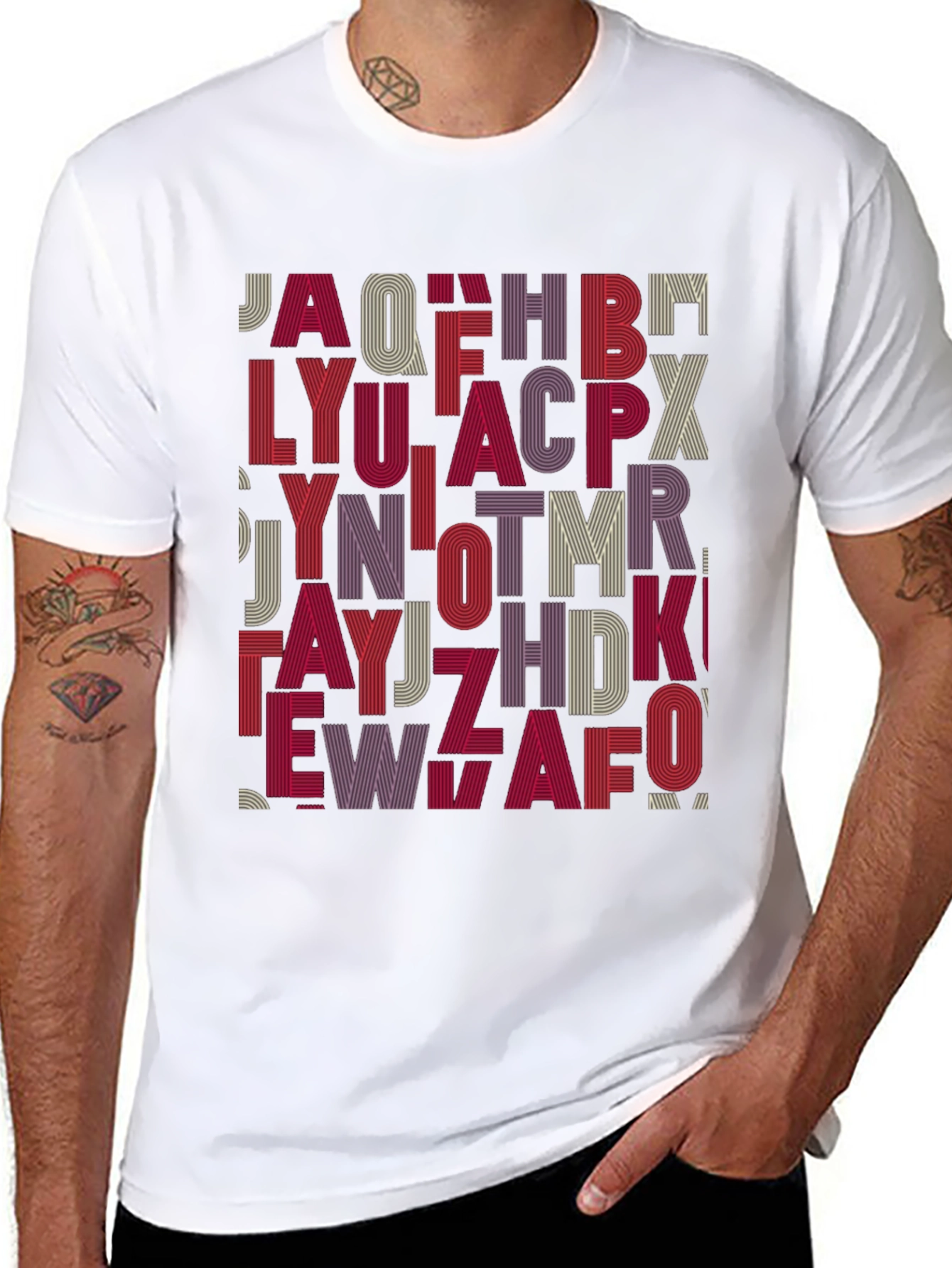 Alphabet Design Tee - Stylish Graphic Print Shirt