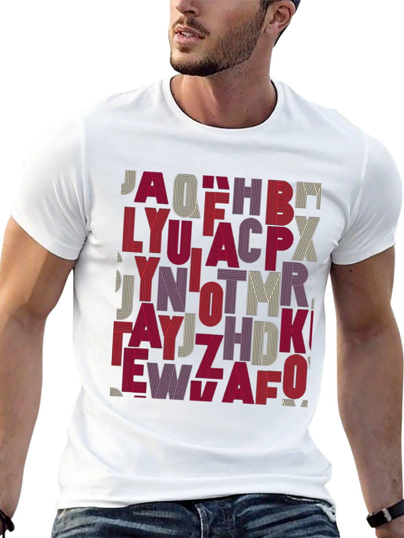 Alphabet Design Tee - Stylish Graphic Print Shirt