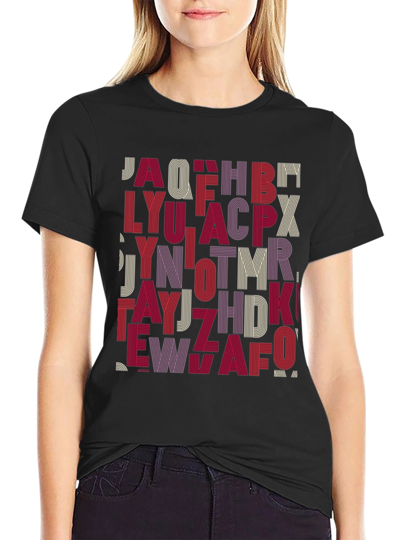 Alphabet Design Tee - Stylish Graphic Print Shirt