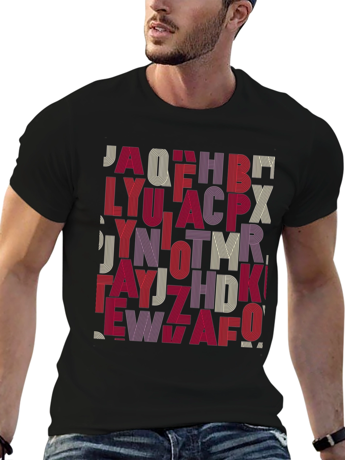 Alphabet Design Tee - Stylish Graphic Print Shirt