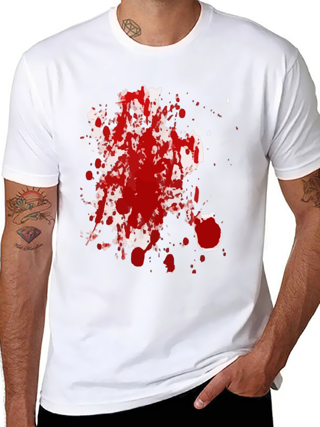 Spattered Red Ink Black T-Shirt