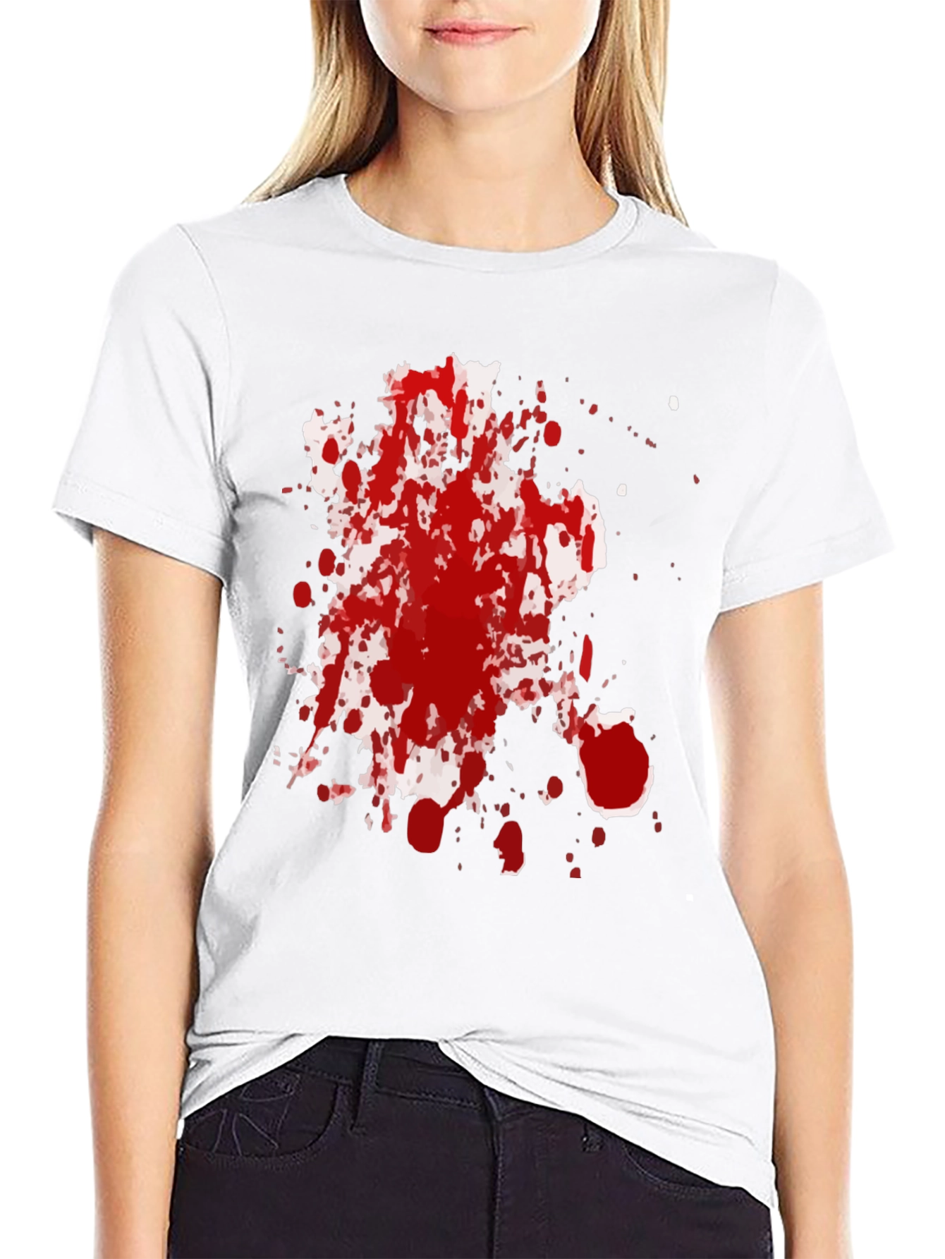 Spattered Red Ink Black T-Shirt
