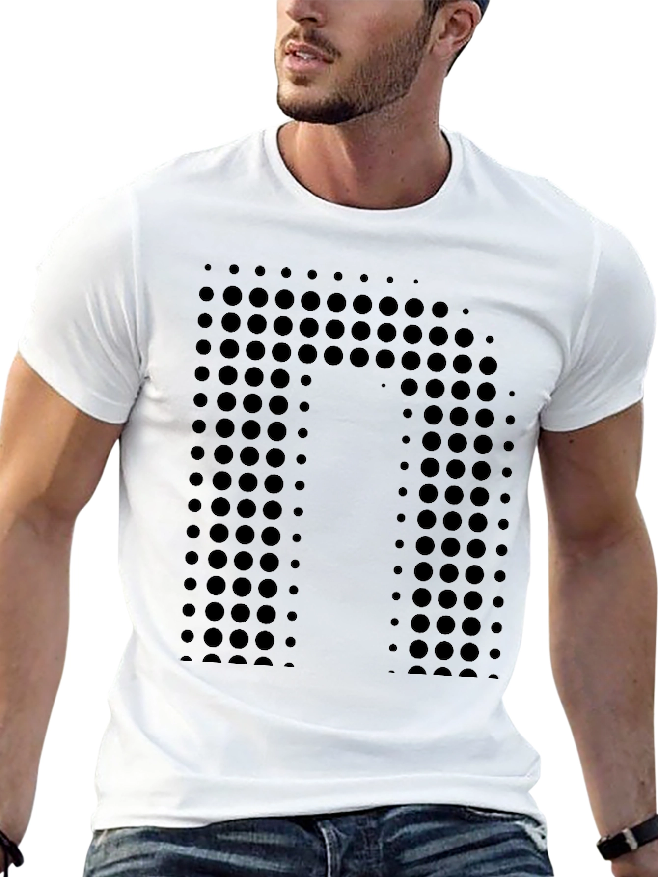 Modern Dot-Pattern Black T-Shirt