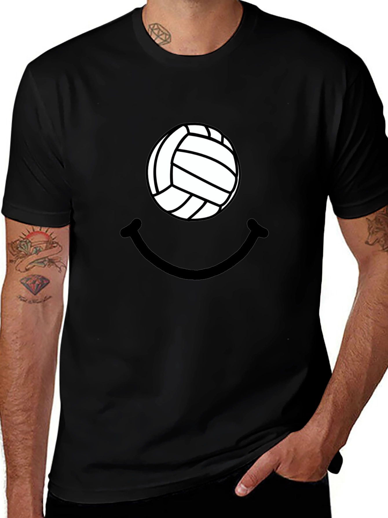 Volleyball Smiley Graphic Tee - Casual Comfort