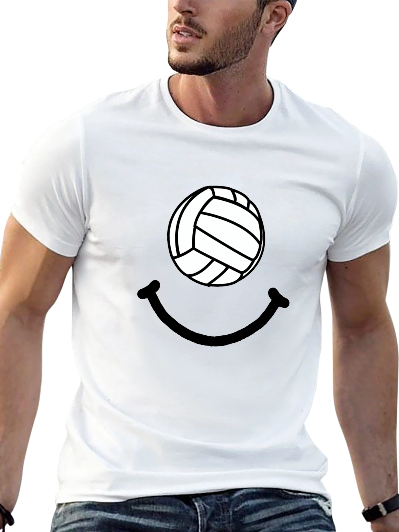 Volleyball Smiley Graphic Tee - Casual Comfort