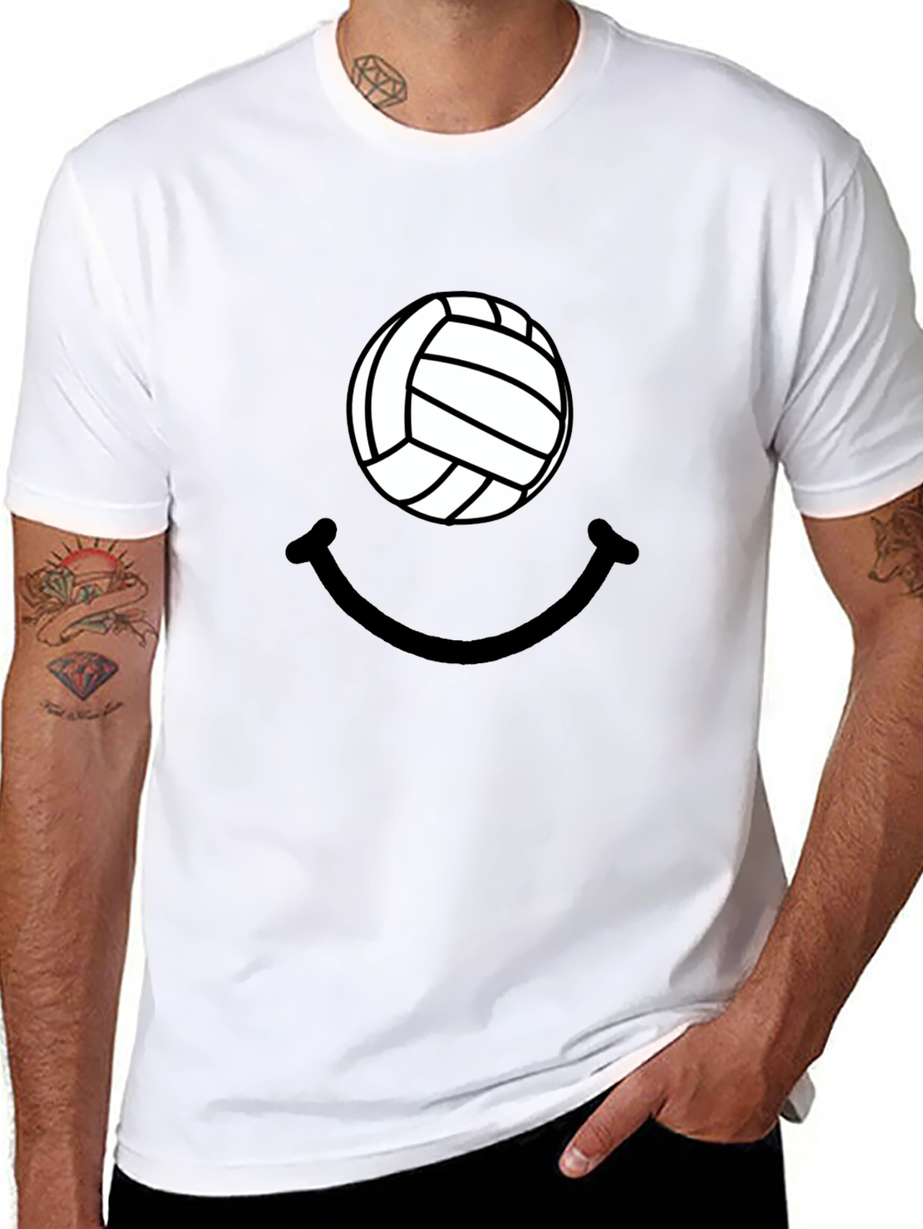 Volleyball Smiley Graphic Tee - Casual Comfort