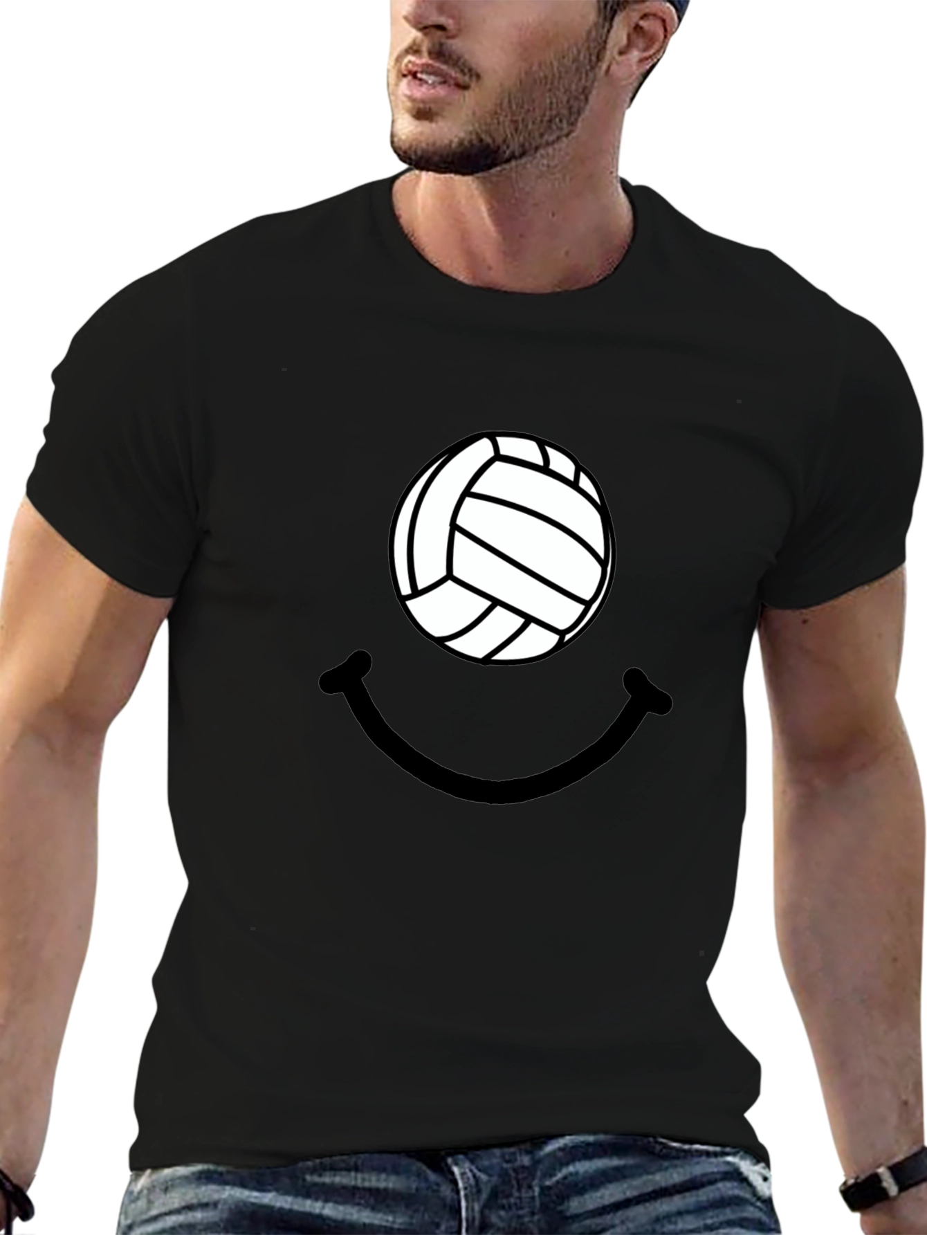 Volleyball Smiley Graphic Tee - Casual Comfort