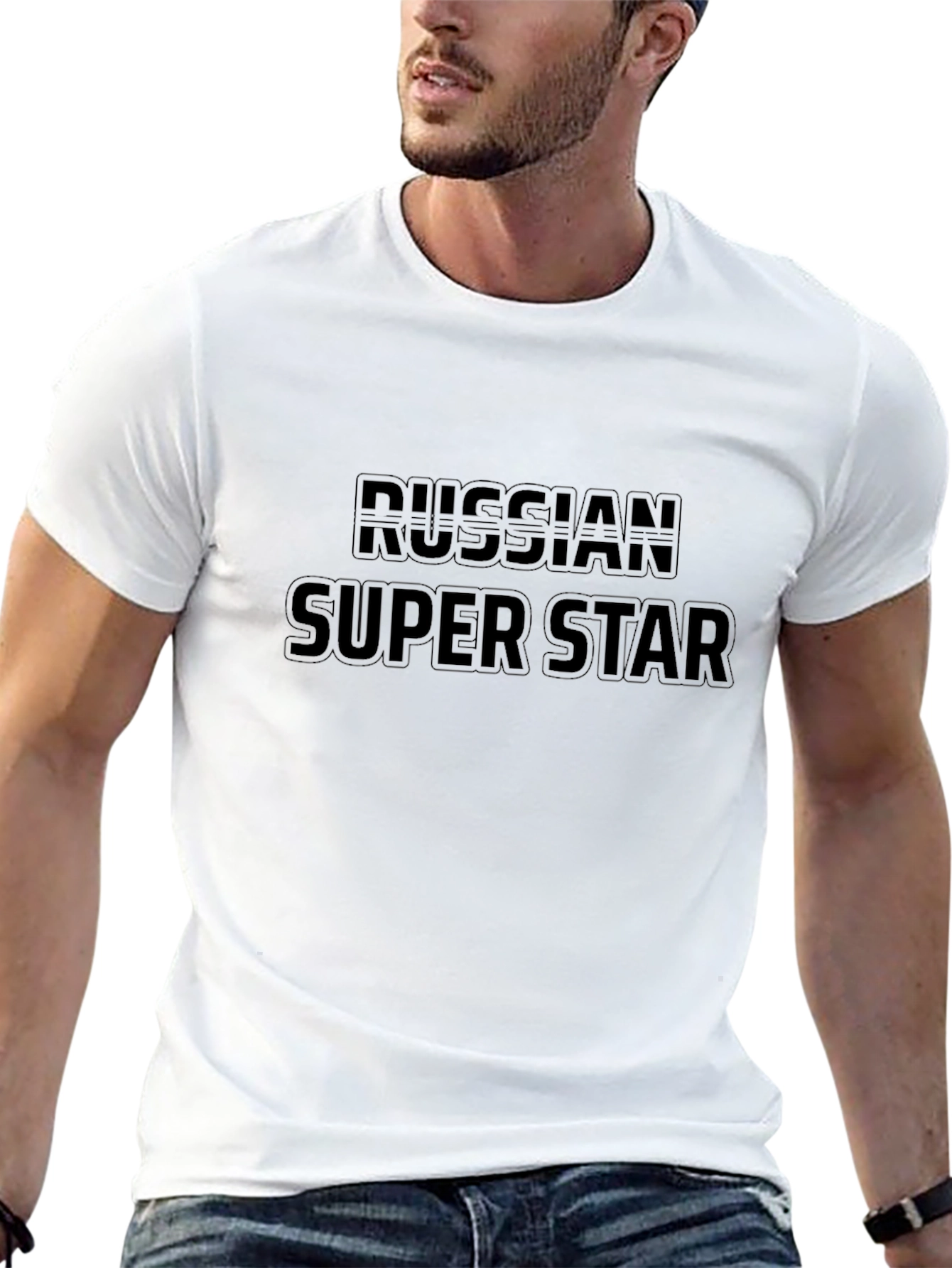 Russian Super Star Black Graphic T-Shirt