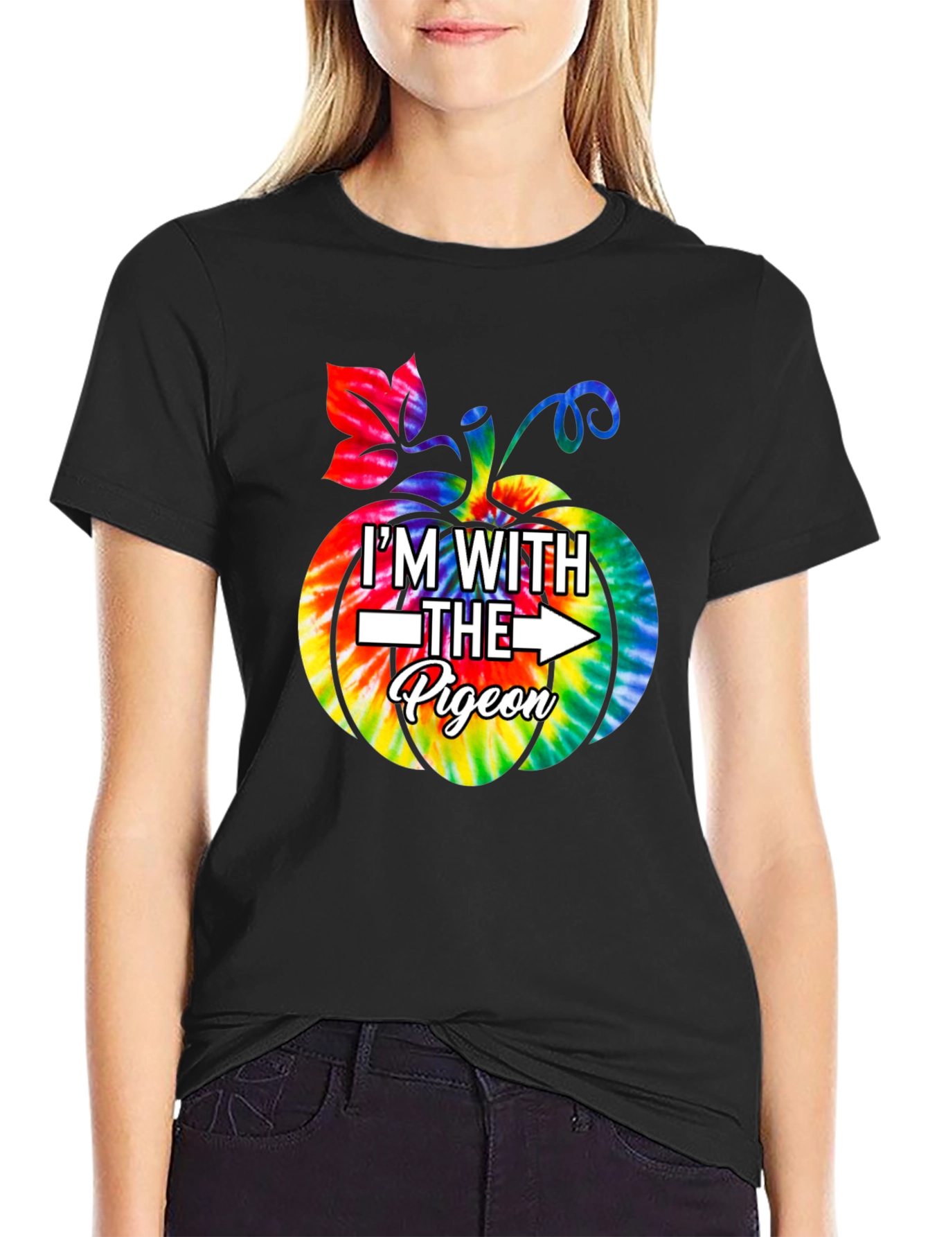 Im With The Pigeon Tie Dye Pumpkin T-Shirt