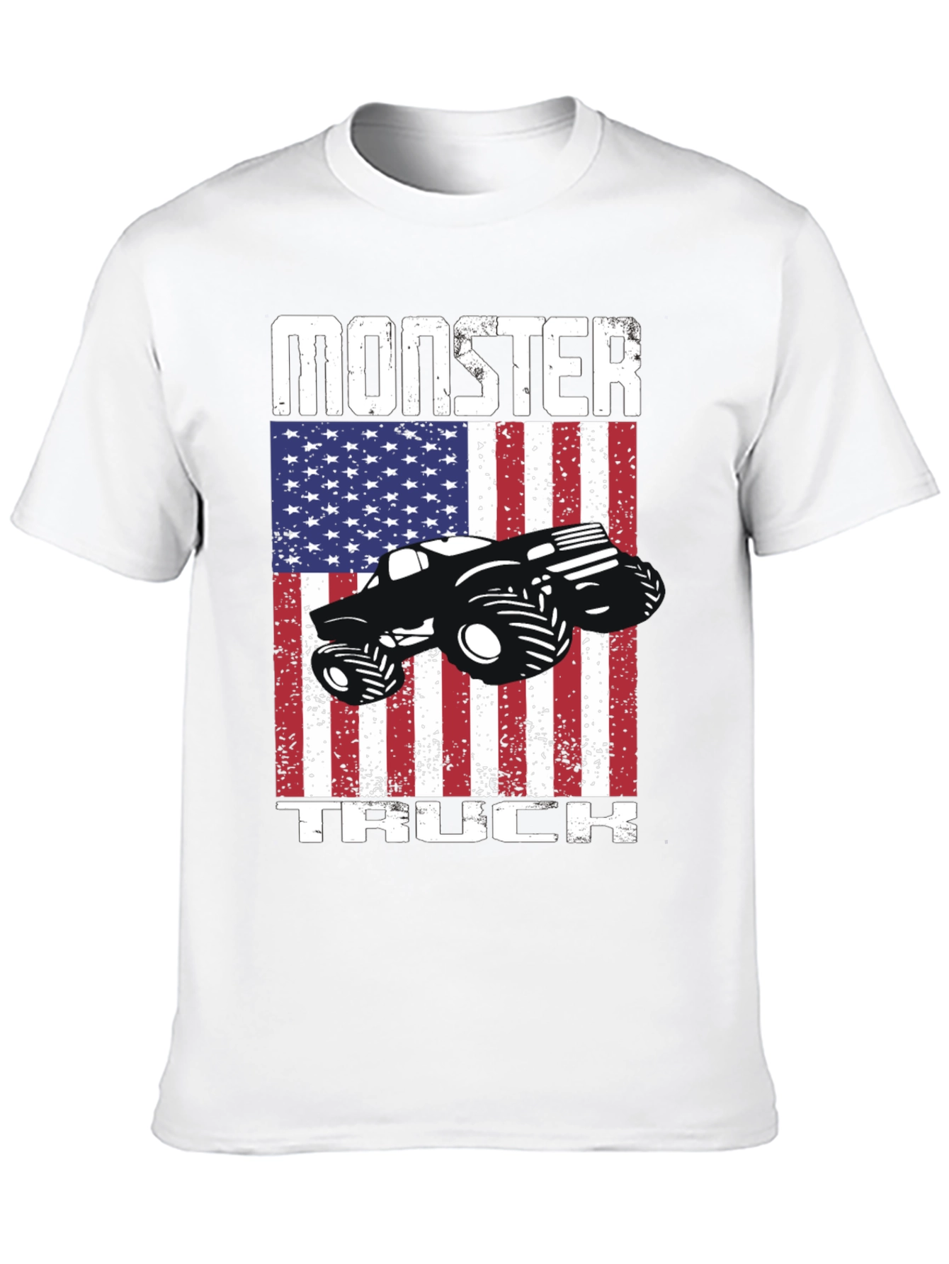 Monster Truck American Flag Patriotic Graphic T-Shirt