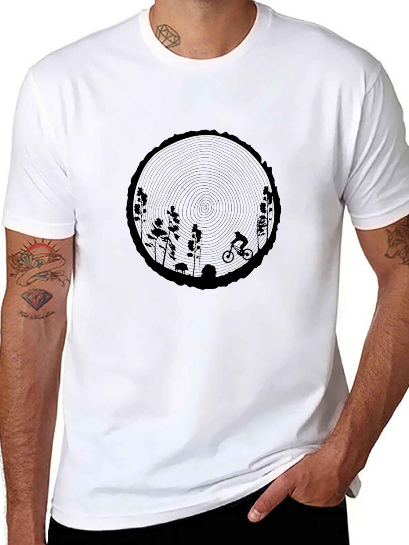 Nature Biker Graphic Tee - Black Cotton T-Shirt