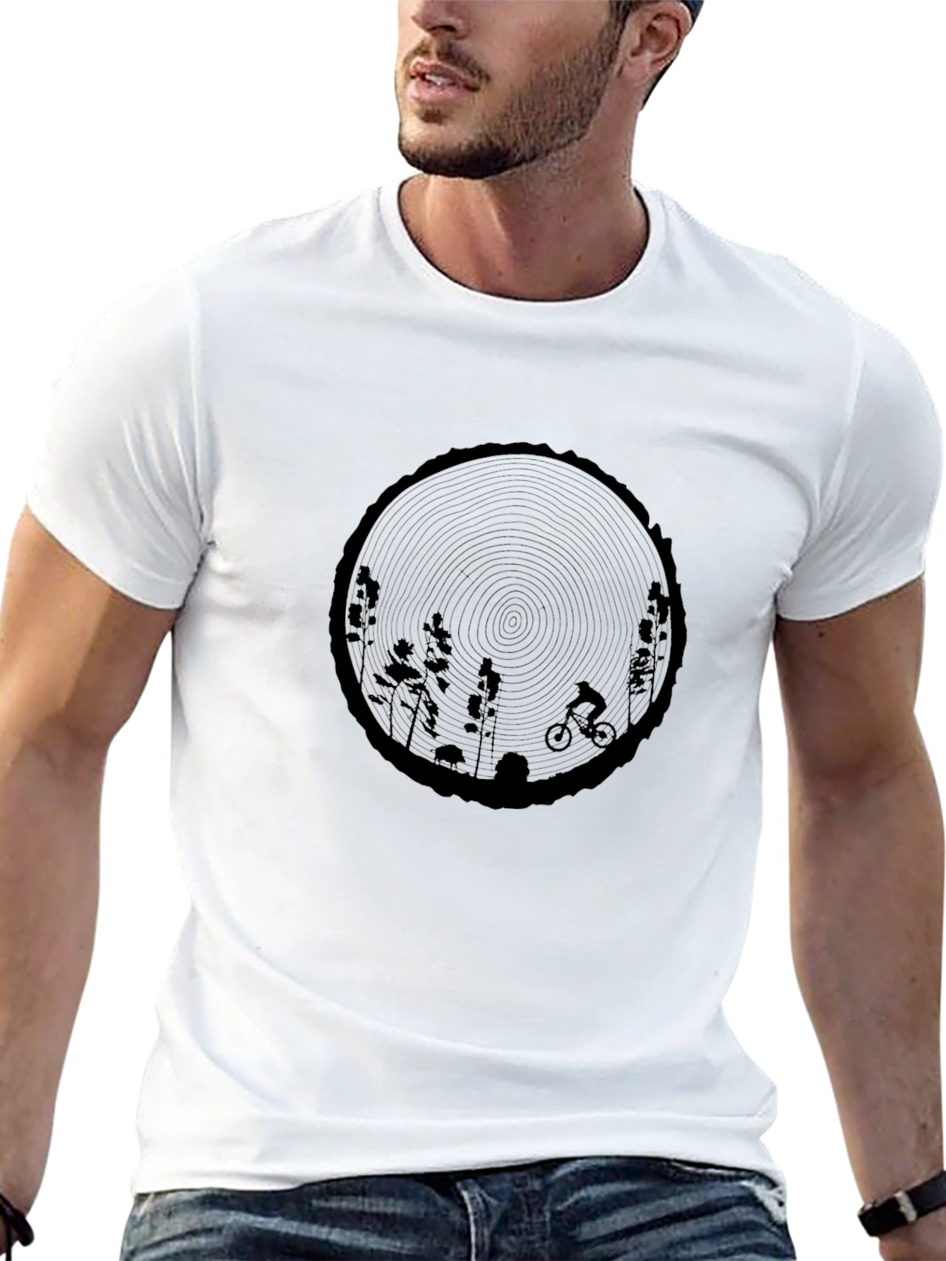 Nature Biker Graphic Tee - Black Cotton T-Shirt