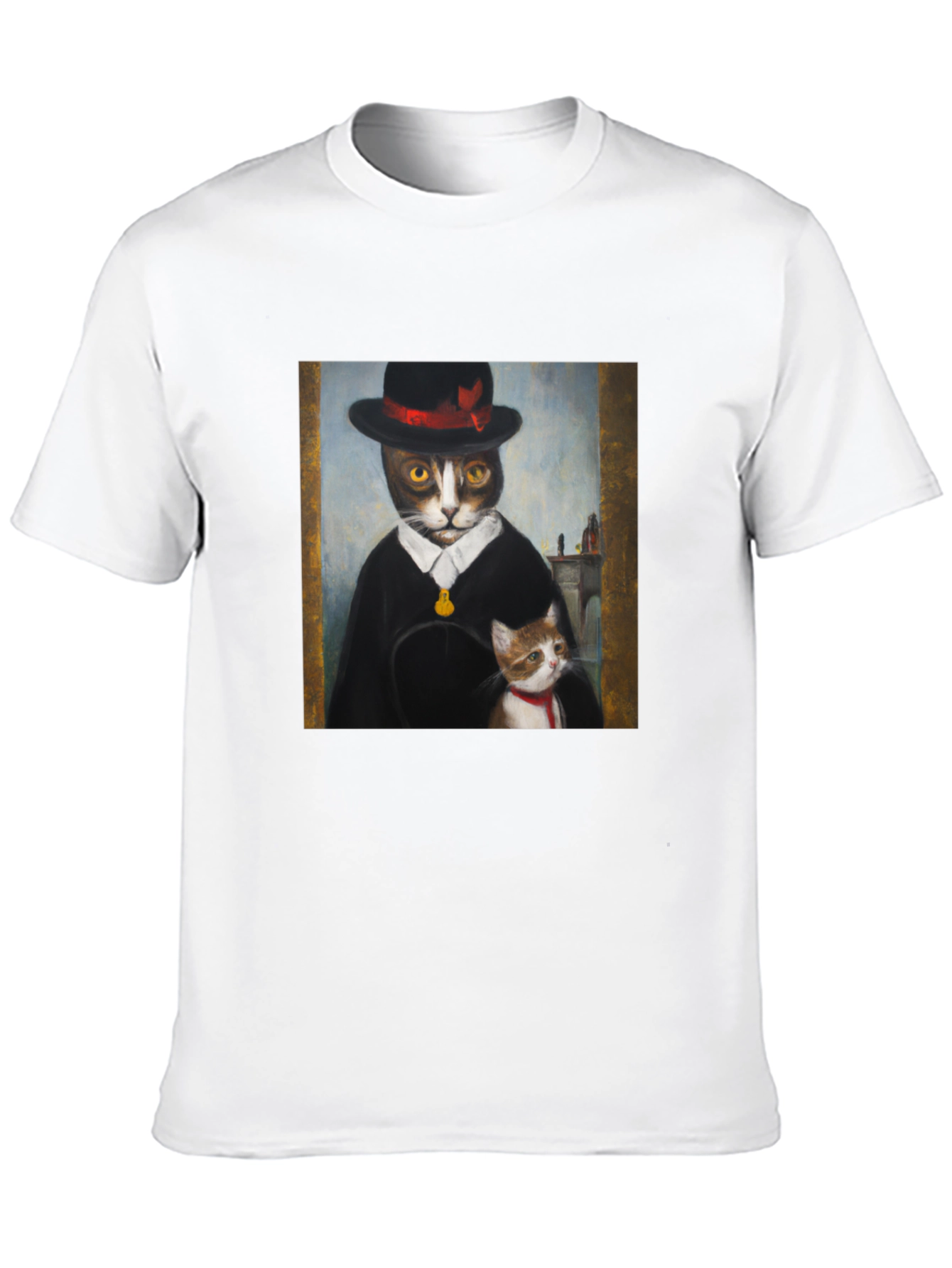 Dapper Cat Portrait T-Shirt - Unique Graphic Tee
