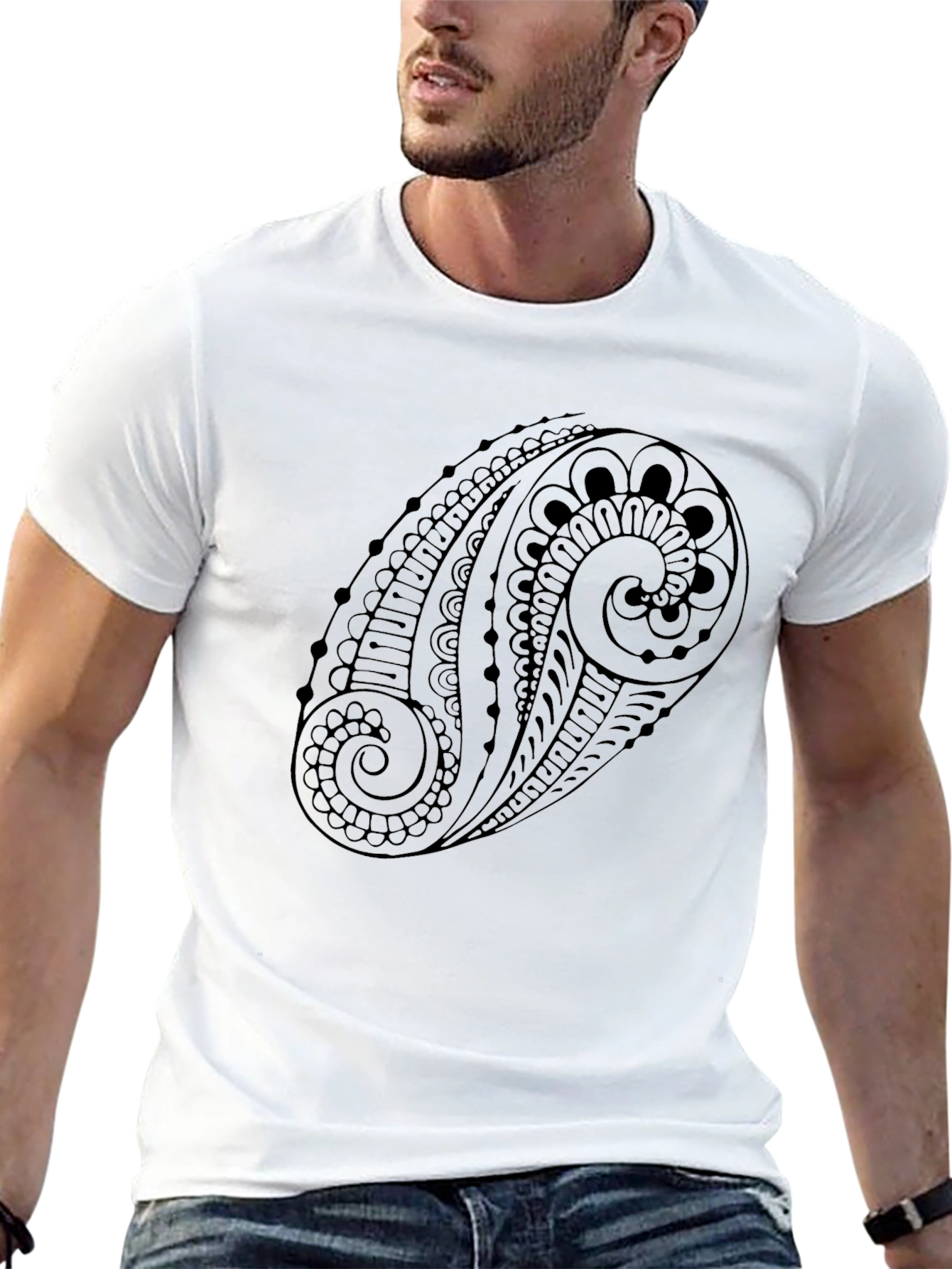 Mens Black Paisley Graphic Tee