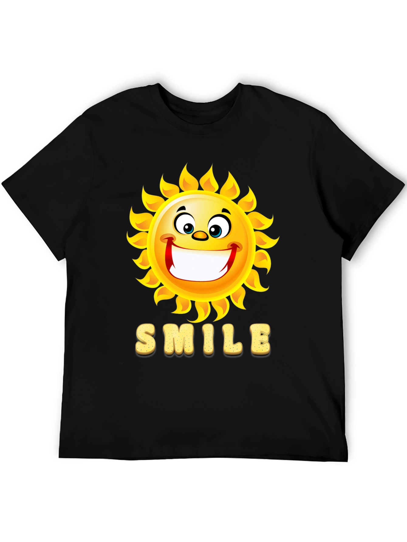 Happy Sun Smile Black T-Shirt