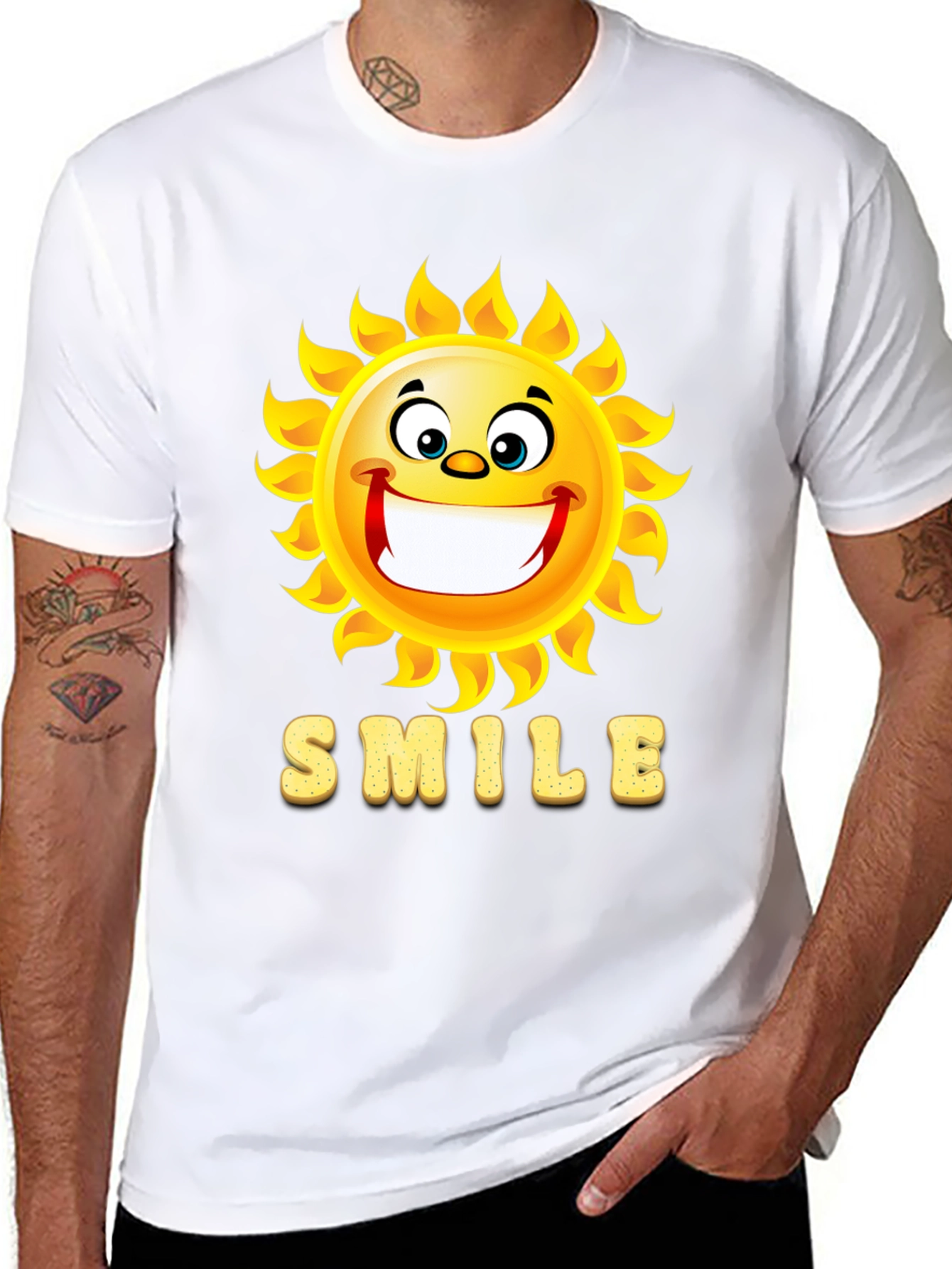 Happy Sun Smile Black T-Shirt