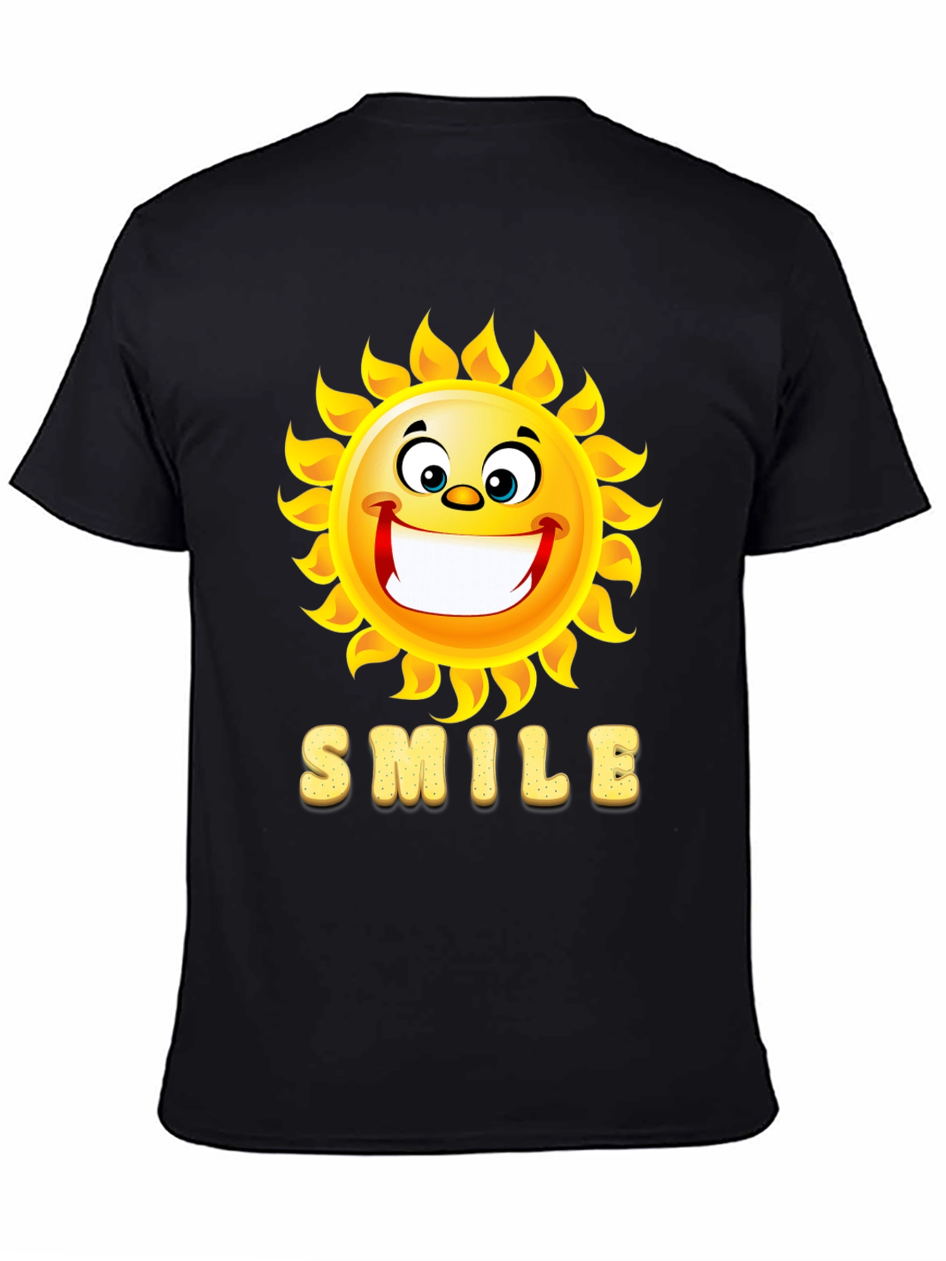 Happy Sun Smile Black T-Shirt