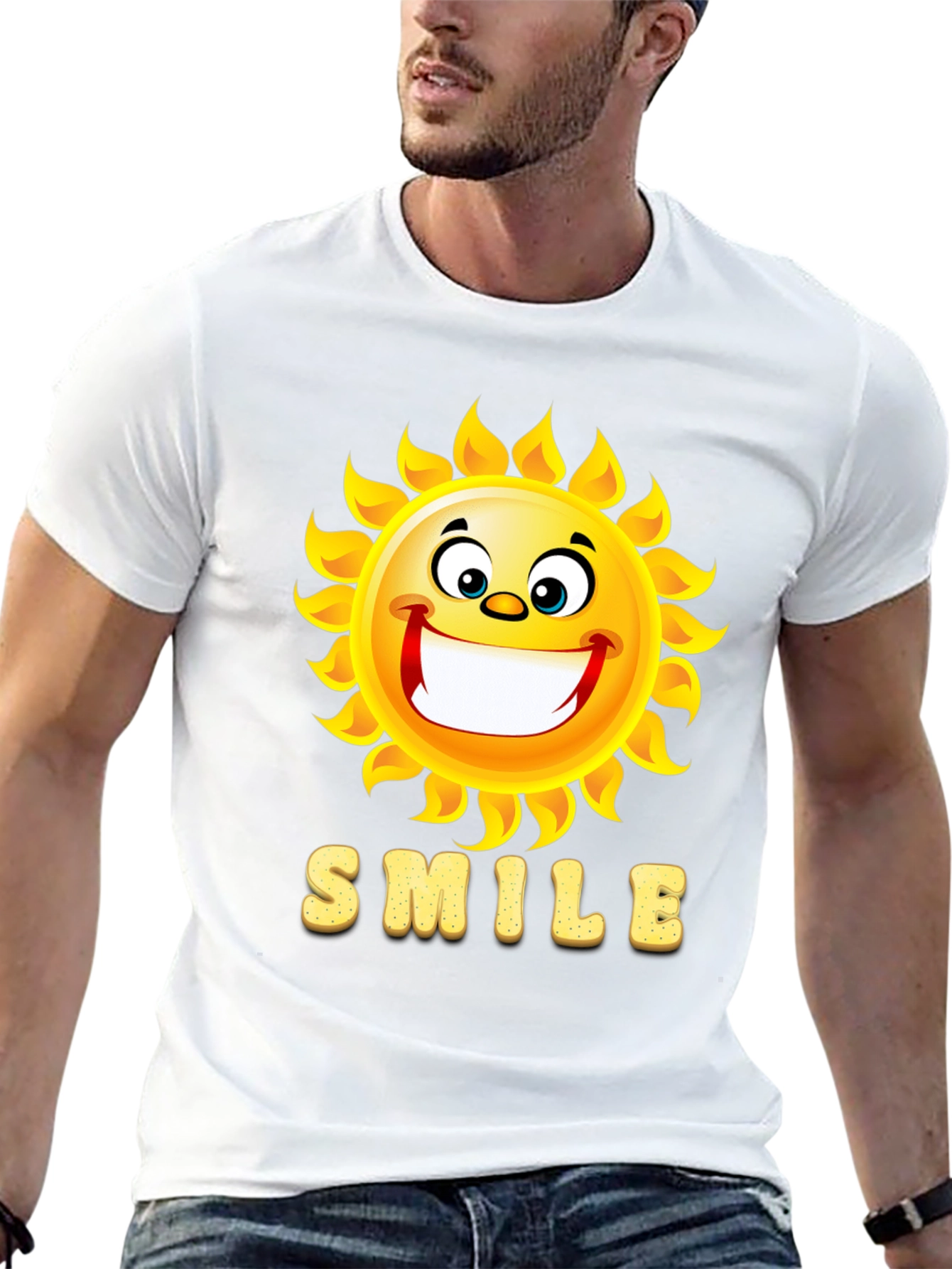 Happy Sun Smile Black T-Shirt