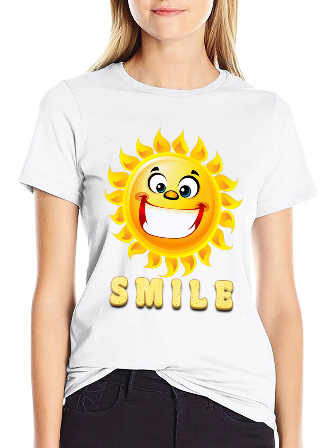 Happy Sun Smile Black T-Shirt
