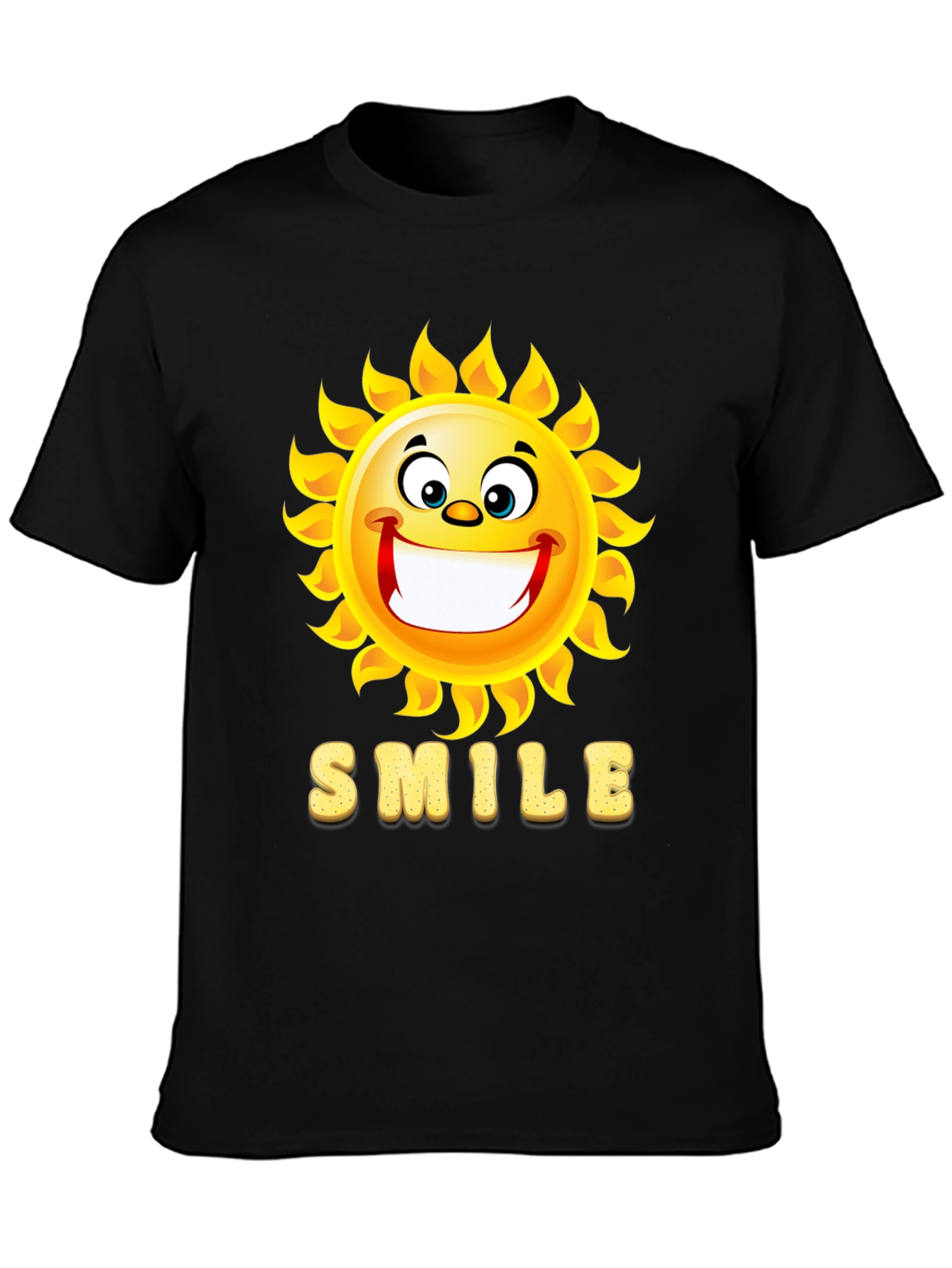 Happy Sun Smile Black T-Shirt