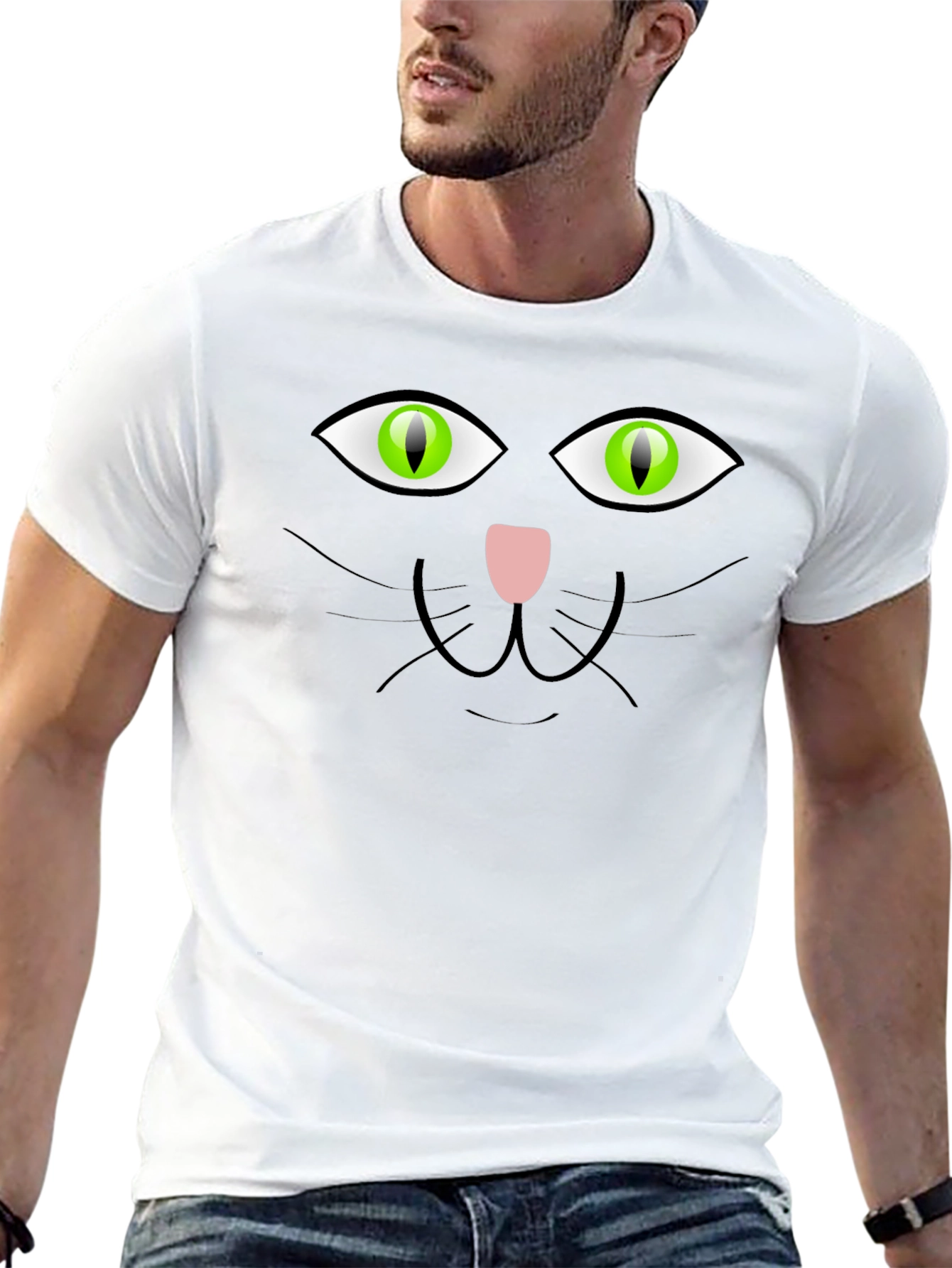 Black Cat Face Graphic T-Shirt