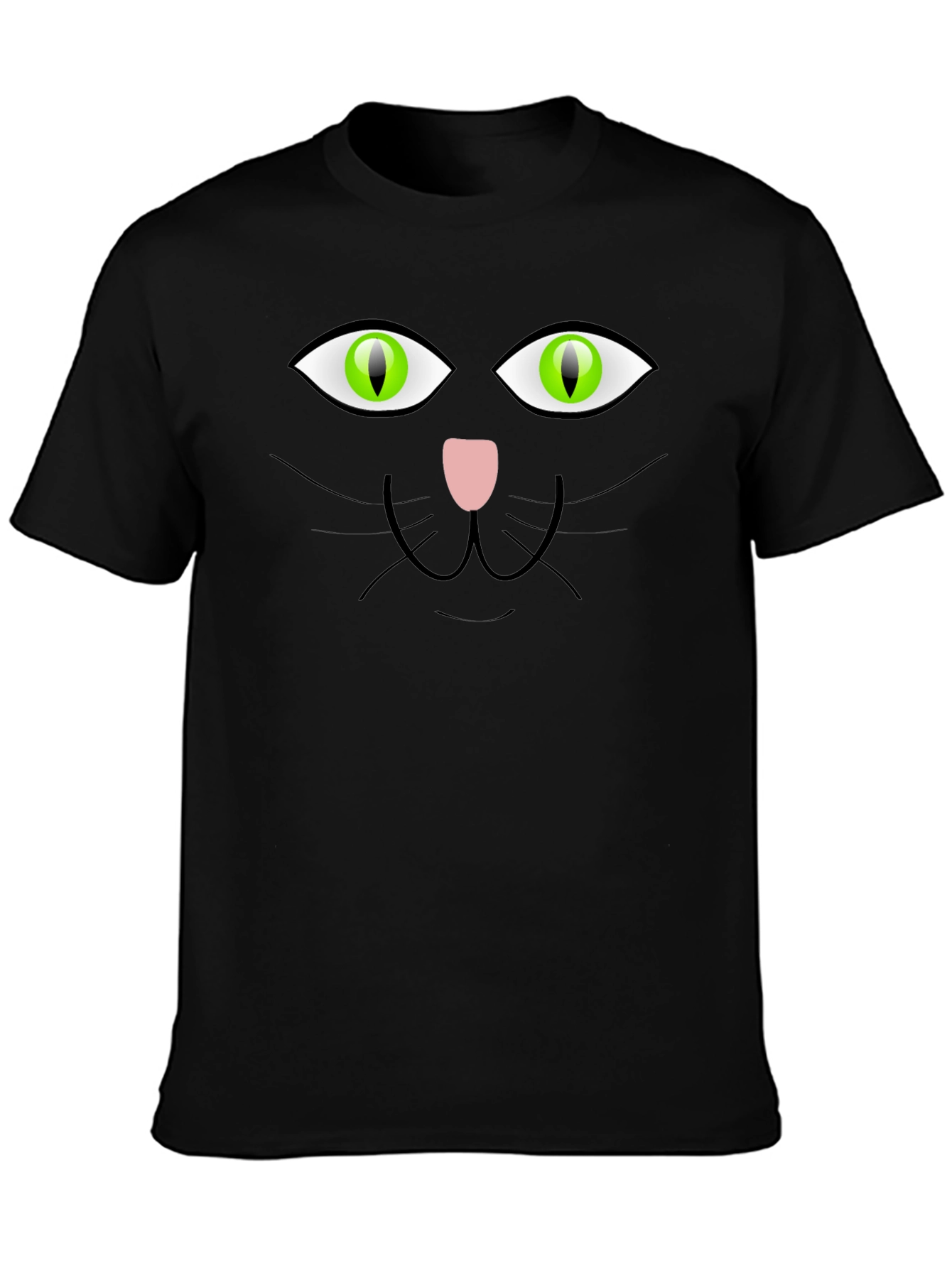 Black Cat Face Graphic T-Shirt